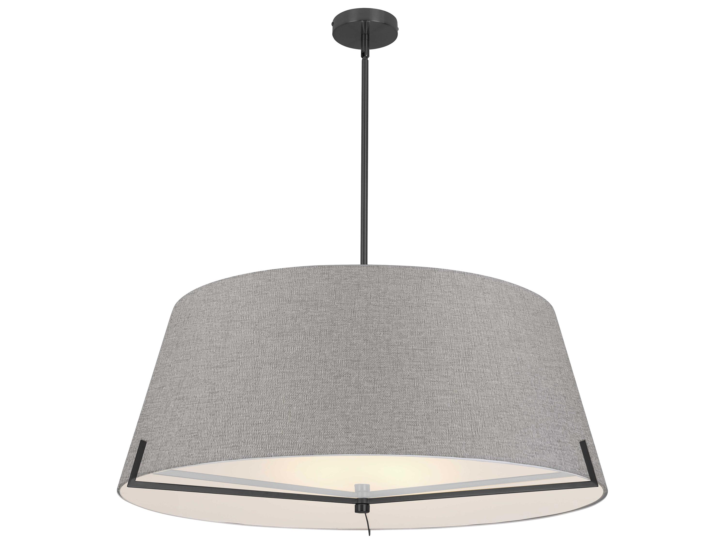 Dainolite Preston 4-Light Matte Black Gray Drum Pendant