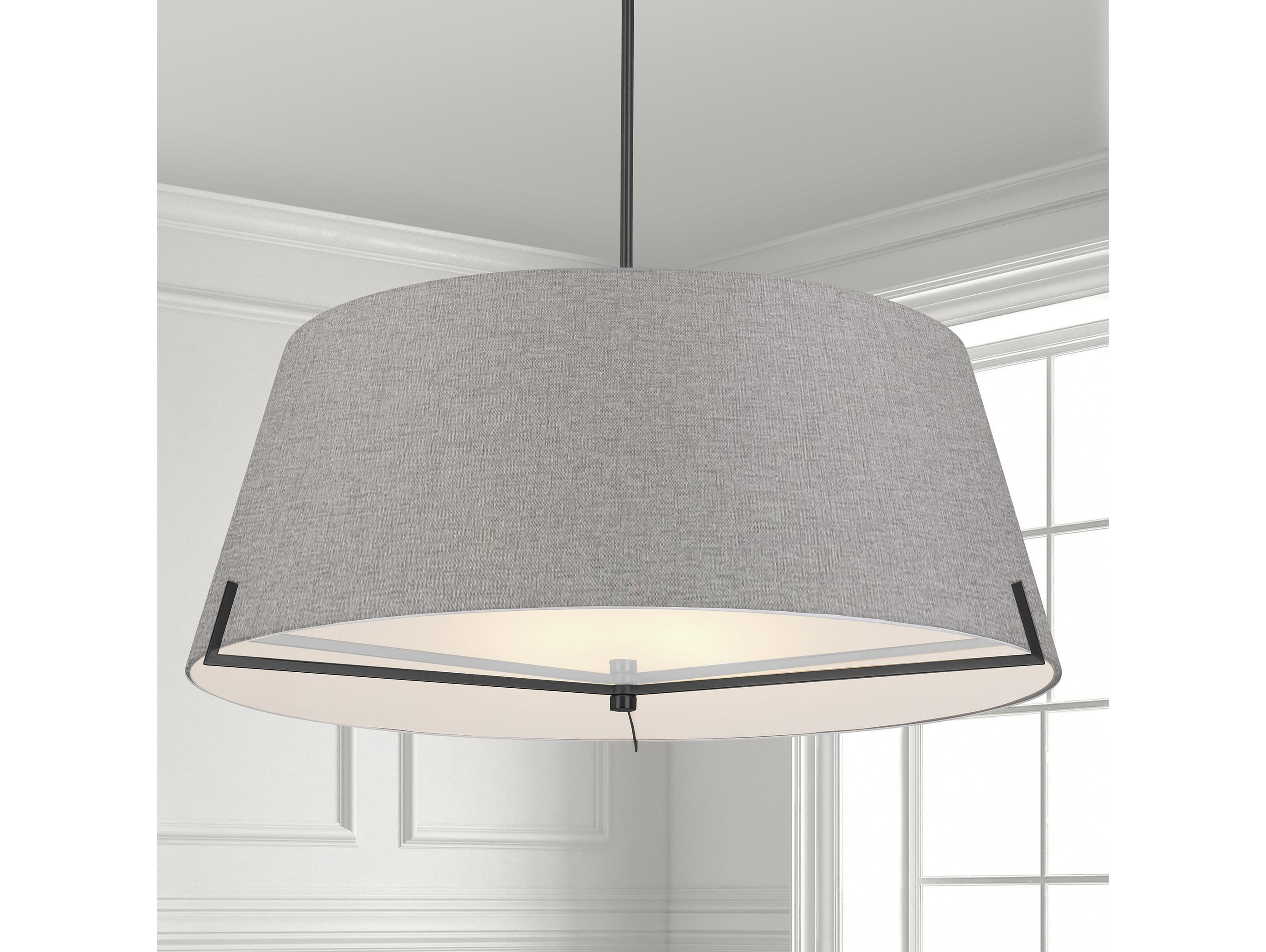 Dainolite Preston 4-Light Matte Black Gray Drum Pendant