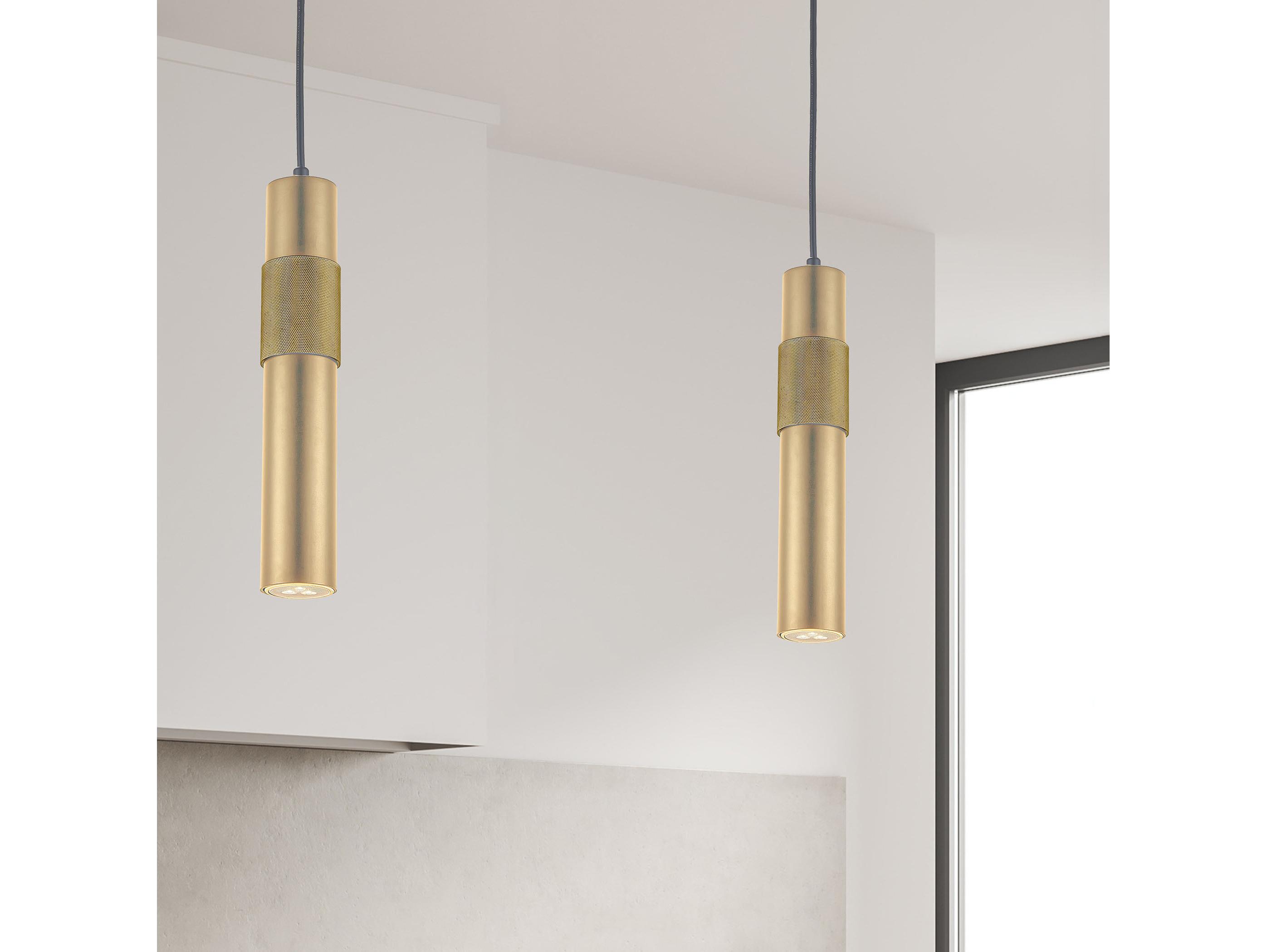 Dainolite Passwell 1-Light Aged Brass Cylinder Mini Pendant