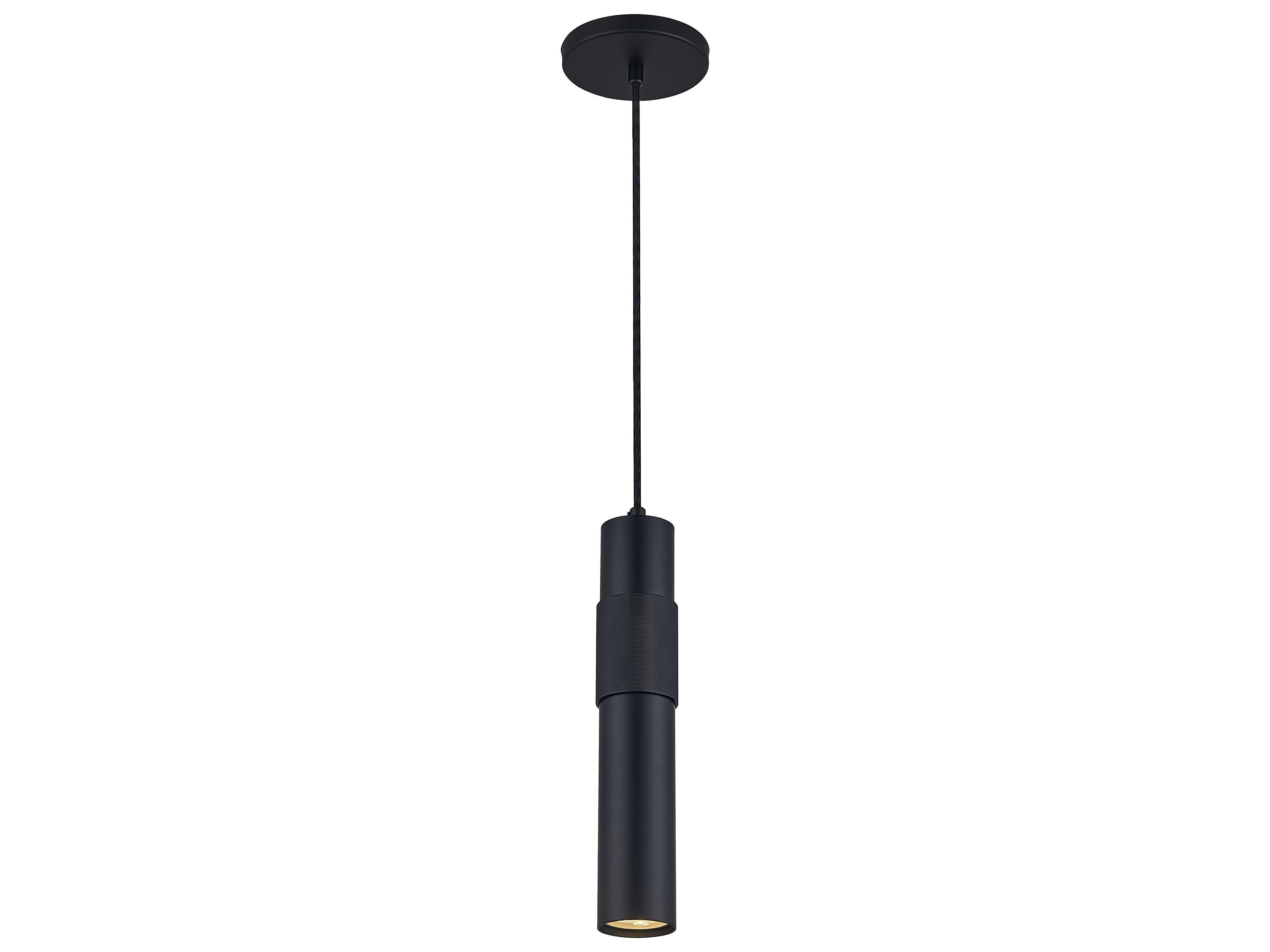 Dainolite Passwell 1-Light Matte Black Cylinder Mini Pendant