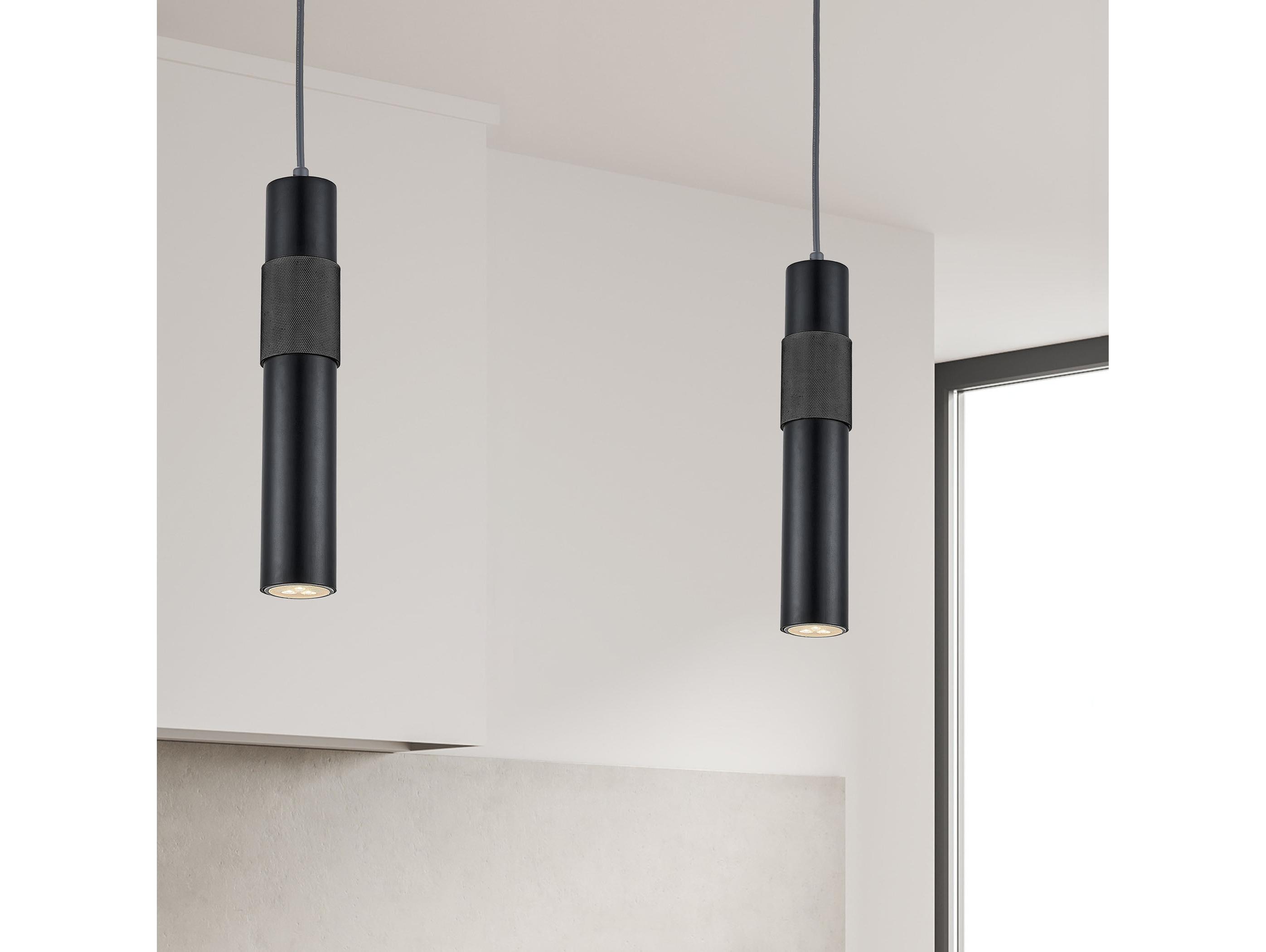 Dainolite Passwell 1-Light Matte Black Cylinder Mini Pendant
