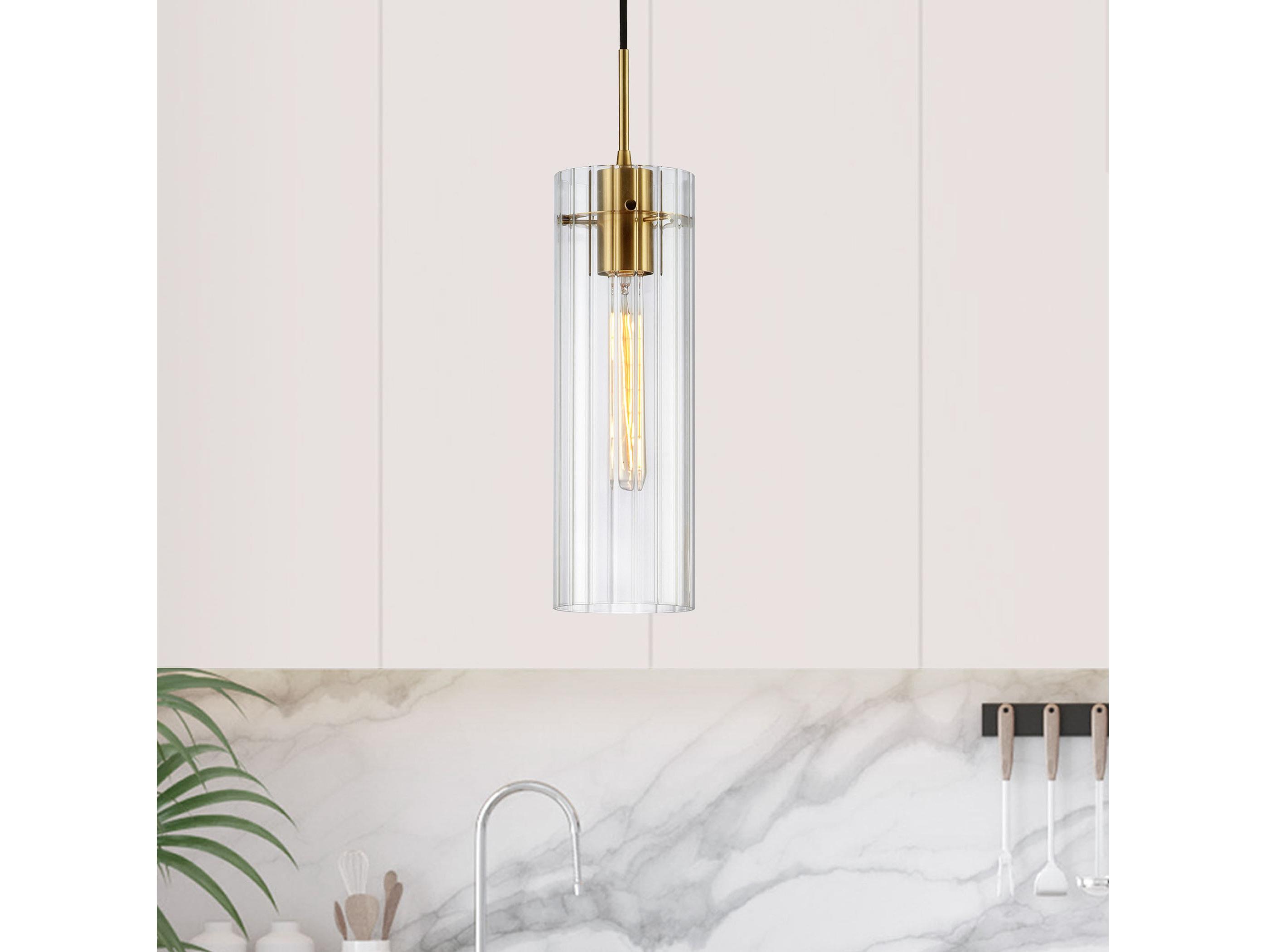 Dainolite Patia 1-Light Aged Brass Cylinder Mini Pendant