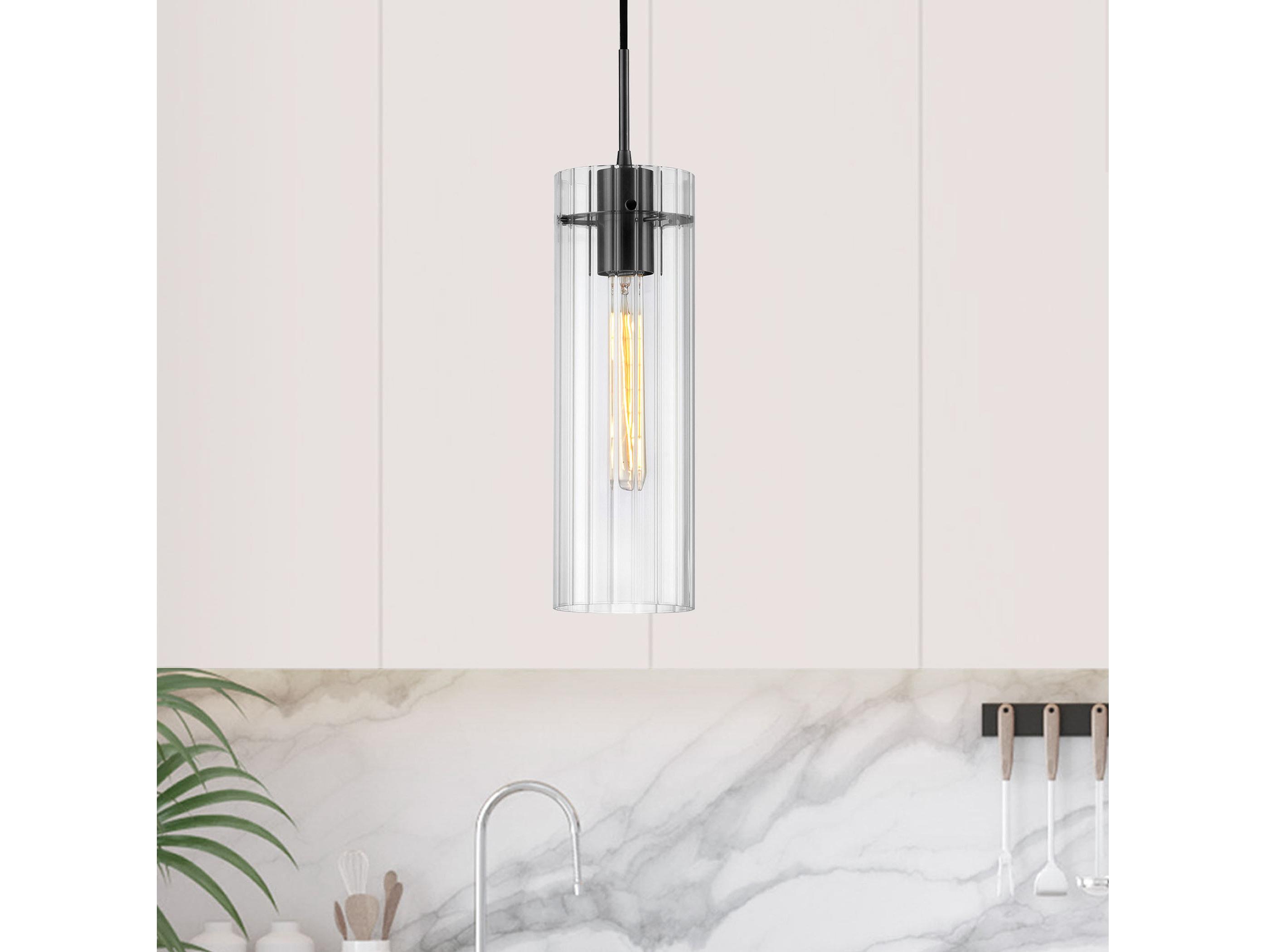Dainolite Patia 1-Light Matte Black Cylinder Mini Pendant
