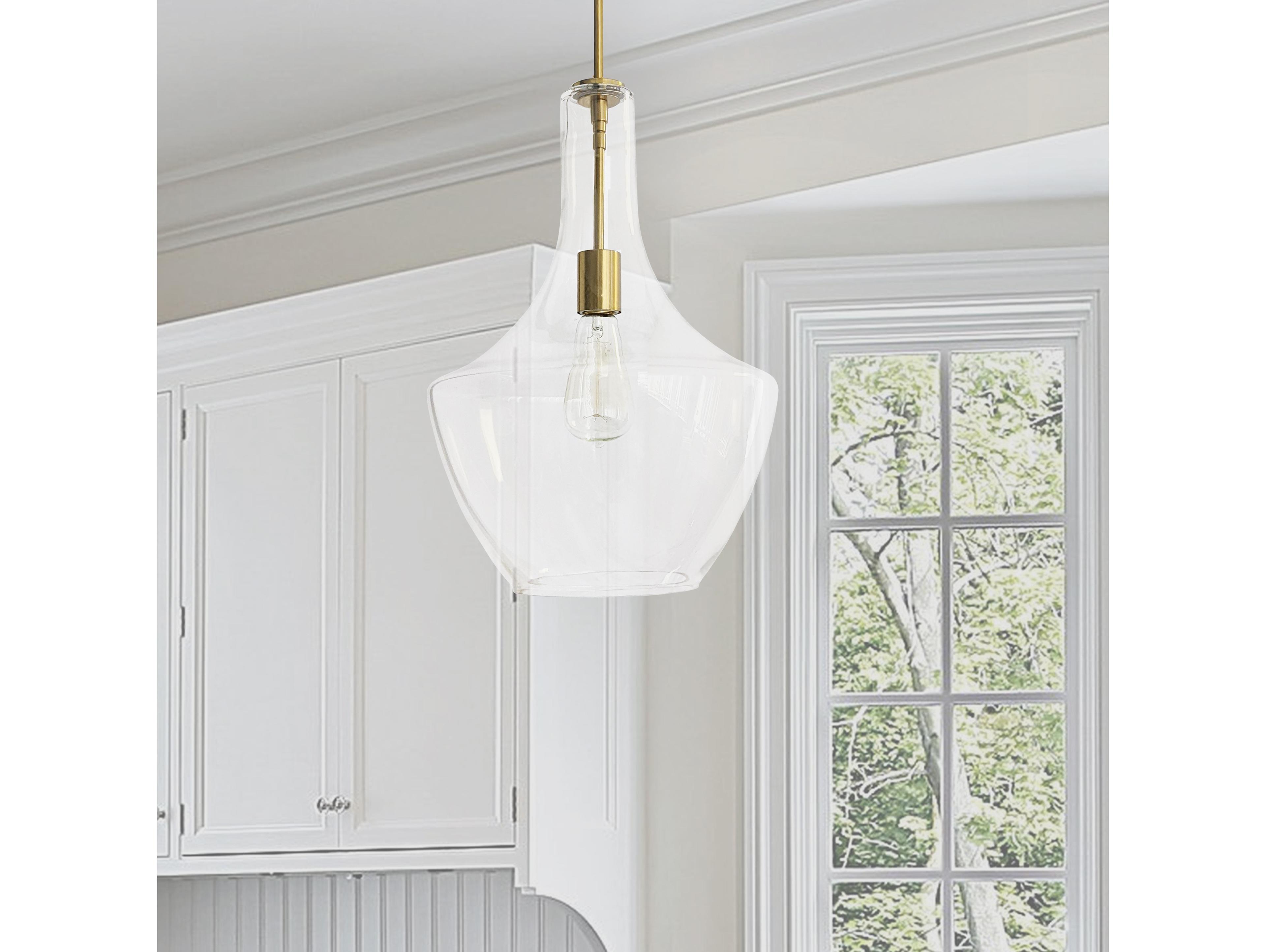 Dainolite Petalite 1-Light Aged Brass Pendant