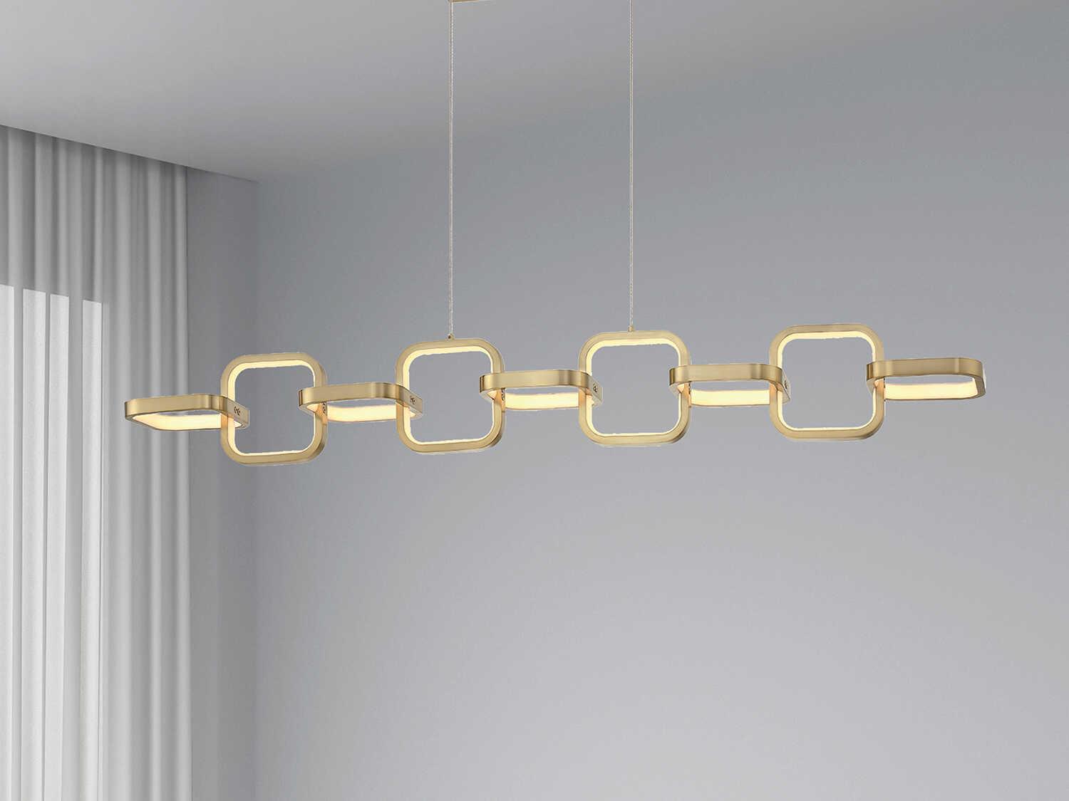 Dainolite Patsy 1-Light Aged Brass White Geometric Linear Island Pendant