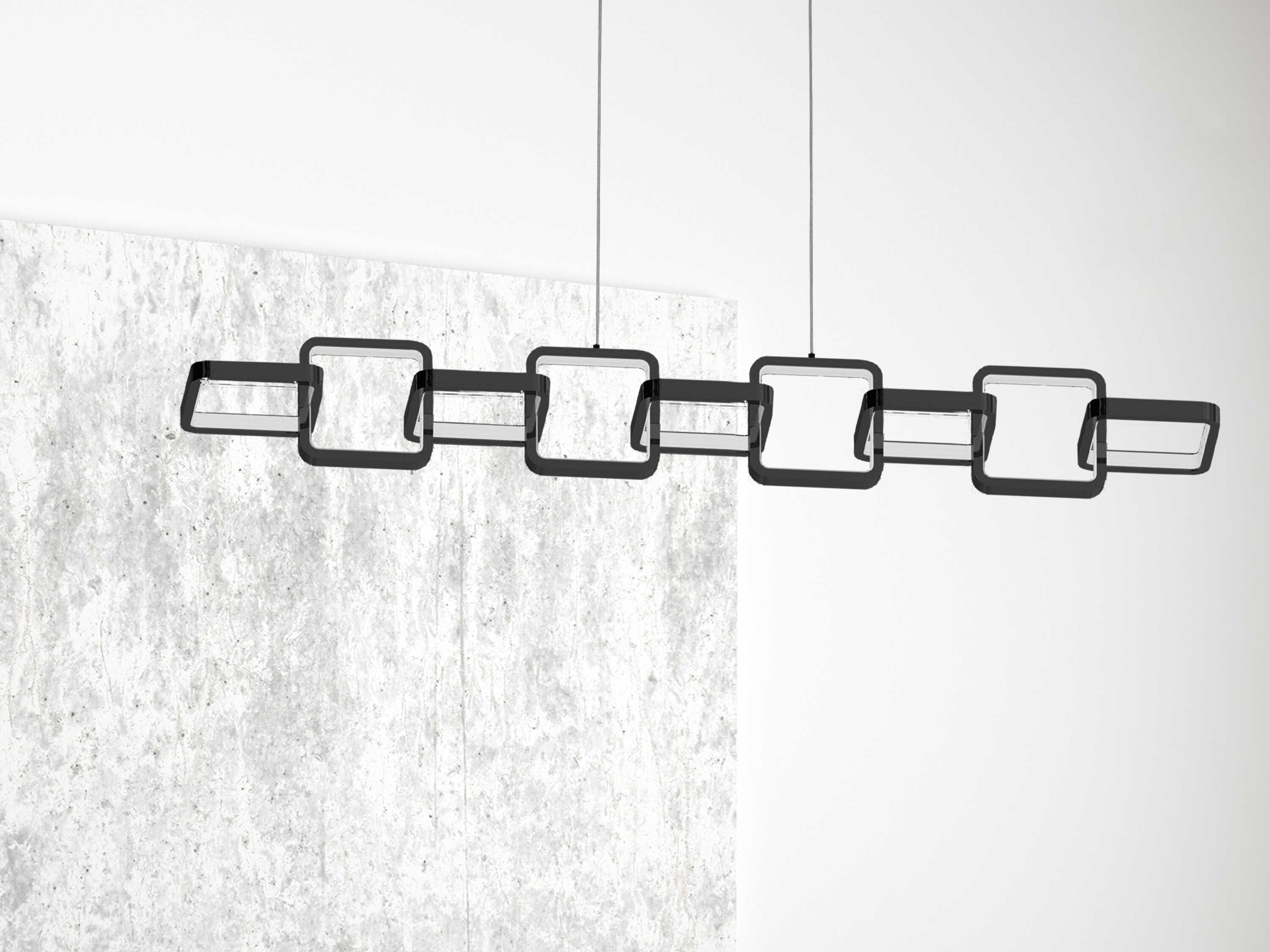 Dainolite Patsy 1-Light Matte Black White Geometric Linear Island Pendant