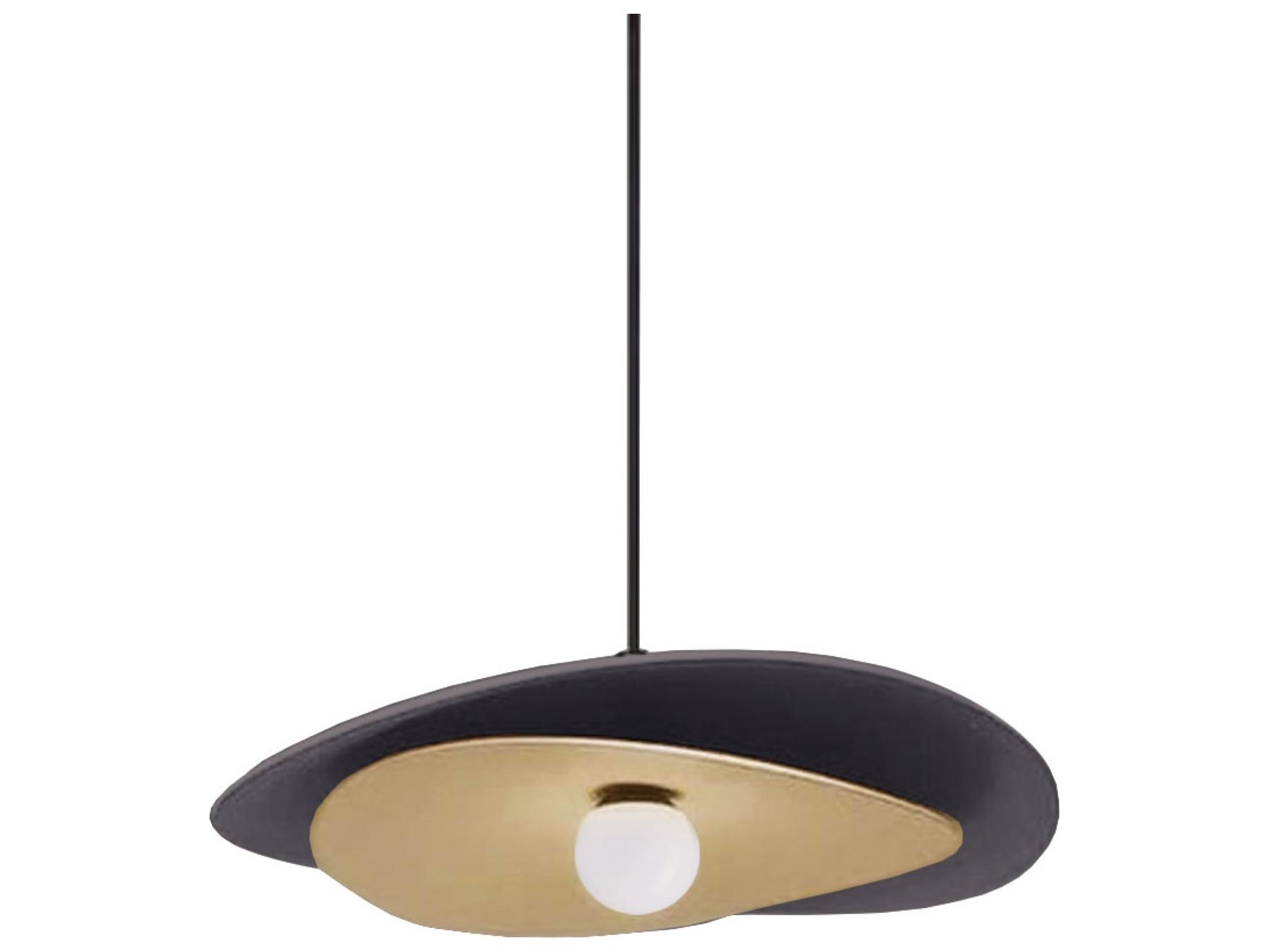 Dainolite Paven 1-Light Matte Black Aged Brass Pendant