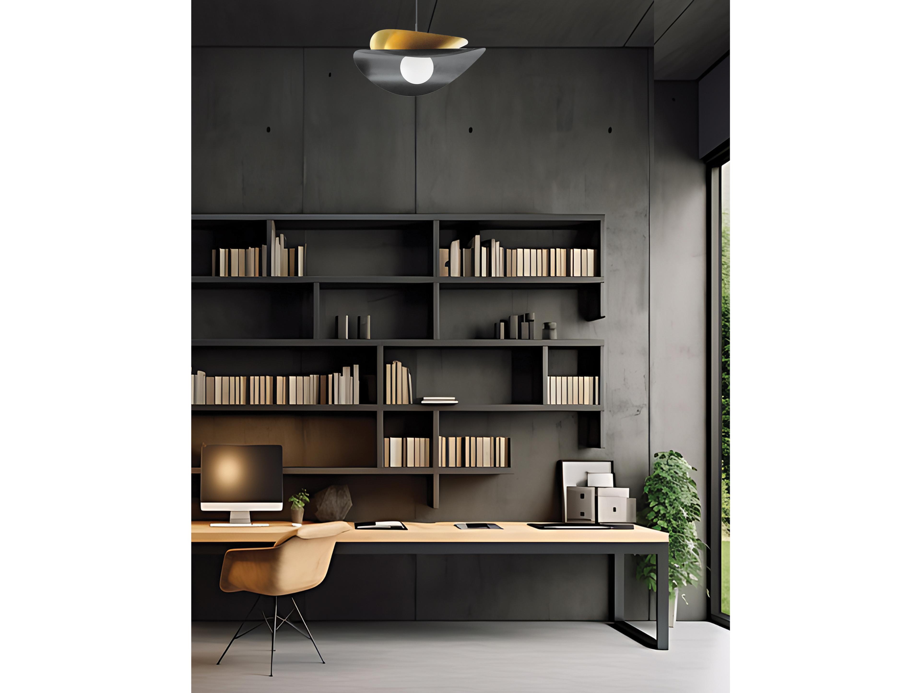 Dainolite Paven 1-Light Matte Black Aged Brass Pendant