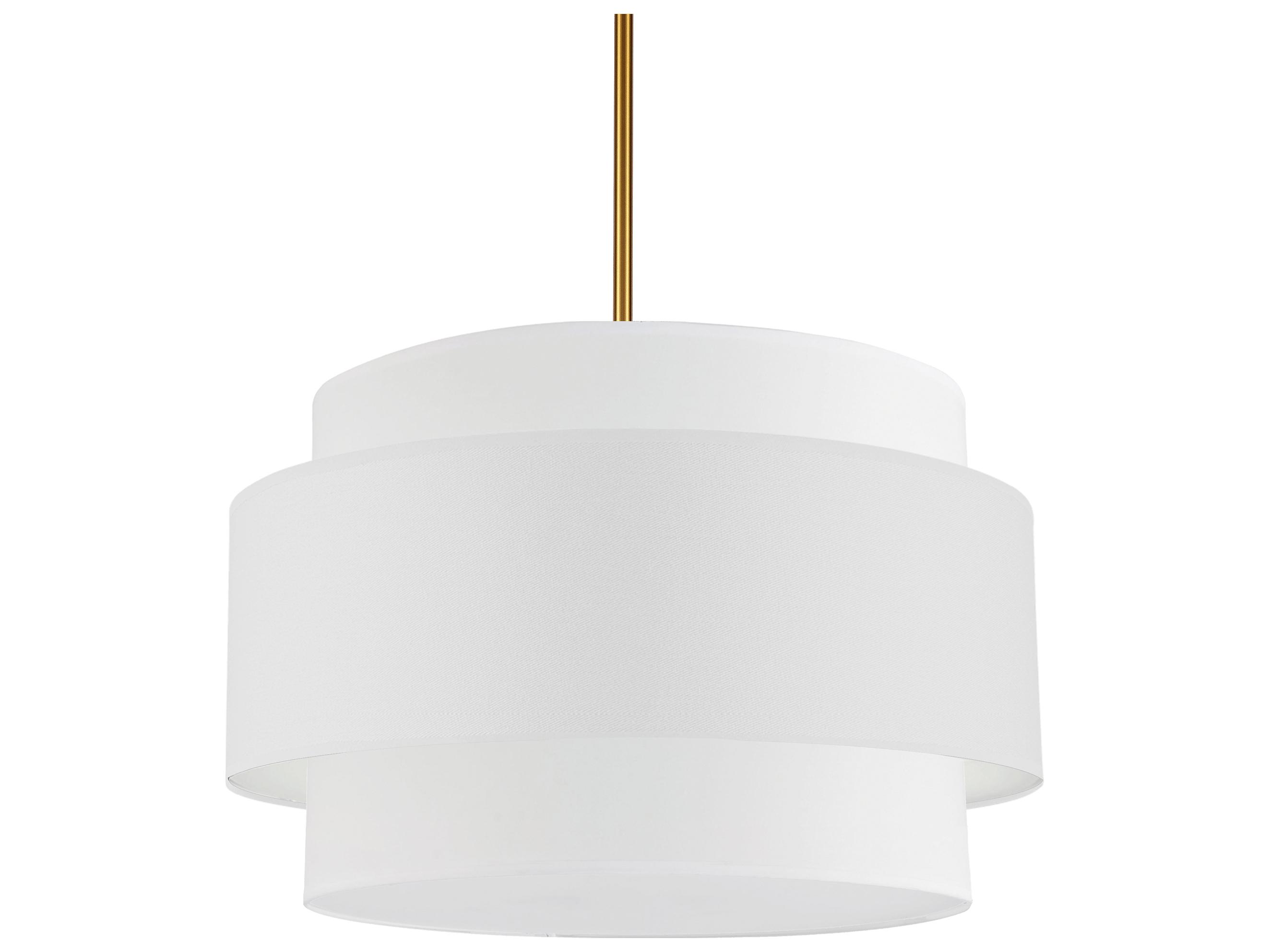 Dainolite Priya 4-Light Aged Brass White Drum Tiered Pendant