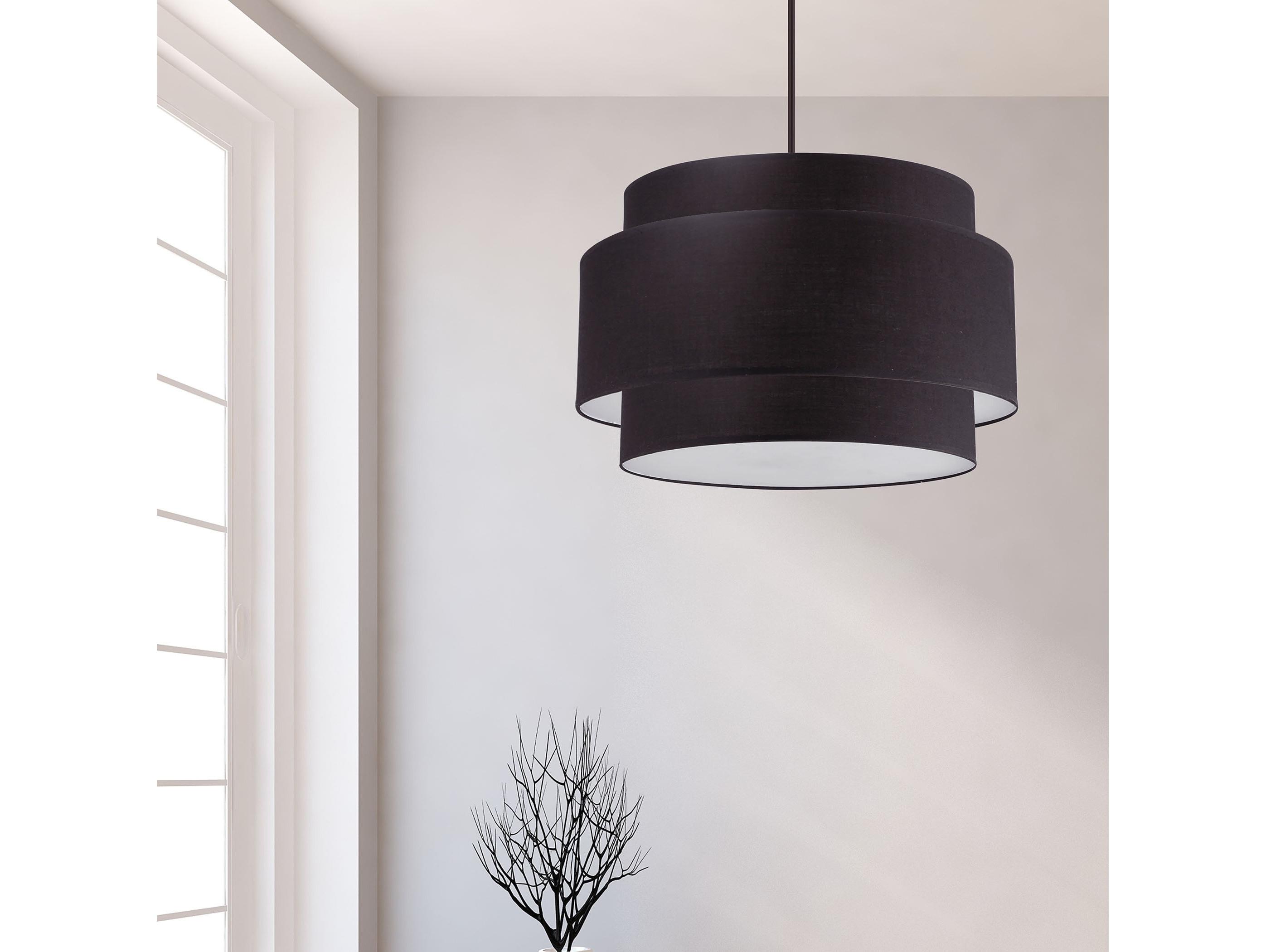 Dainolite Priya 4-Light Matte Black Drum Tiered Pendant