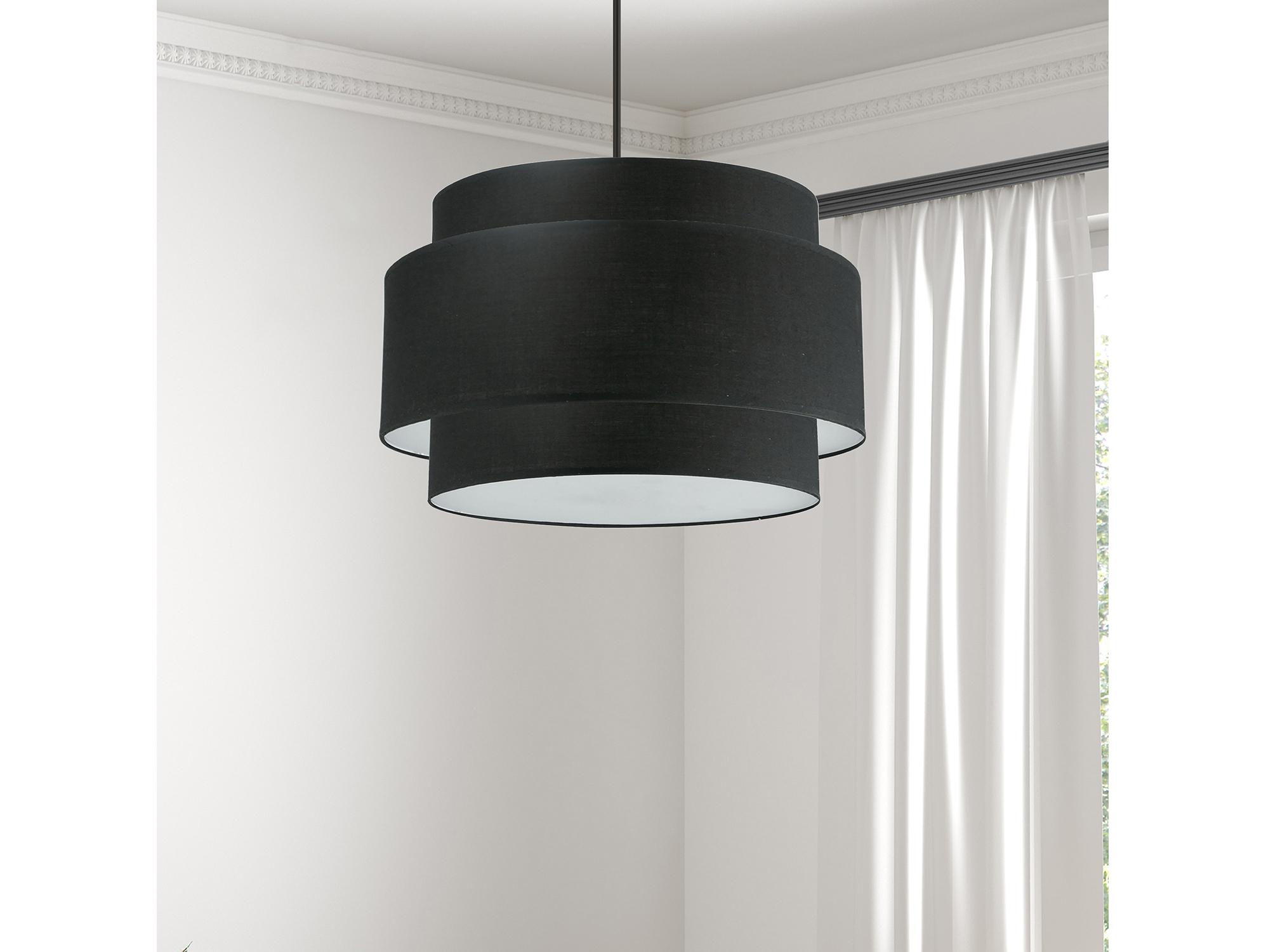 Dainolite Priya 4-Light Matte Black Drum Tiered Pendant