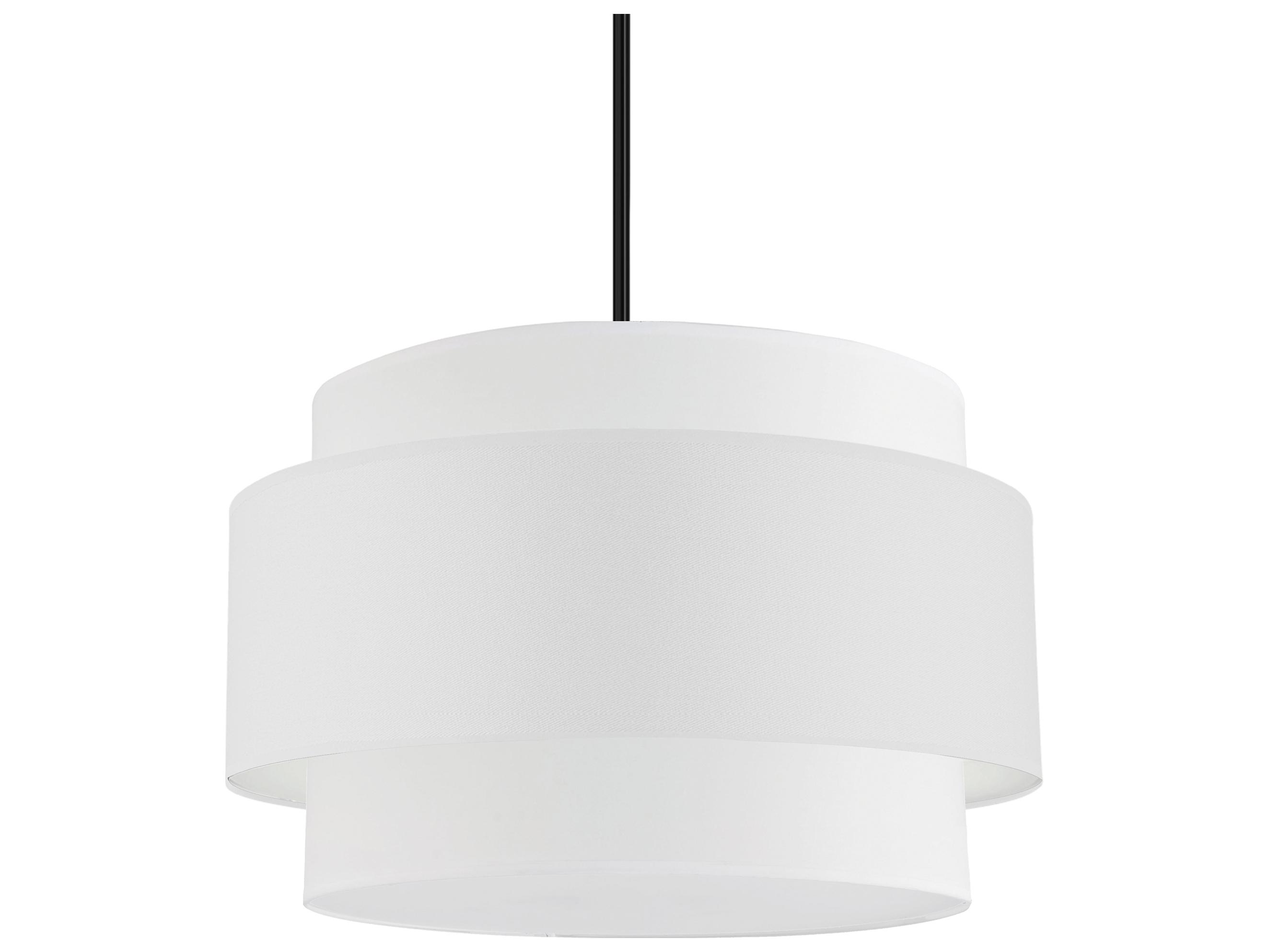 Dainolite Priya 4-Light Matte Black White Drum Tiered Pendant