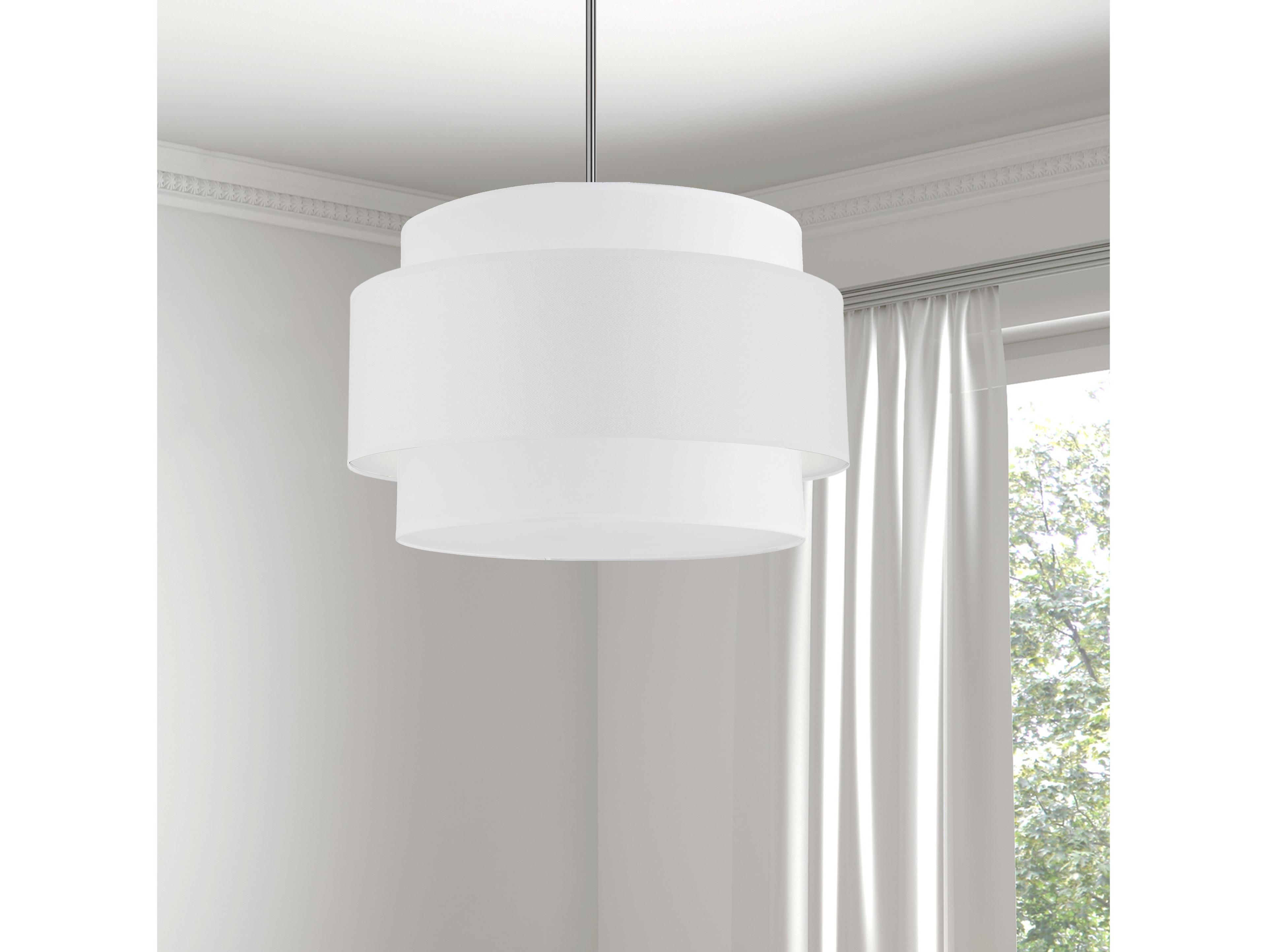 Dainolite Priya 4-Light Polished Chrome White Drum Tiered Pendant