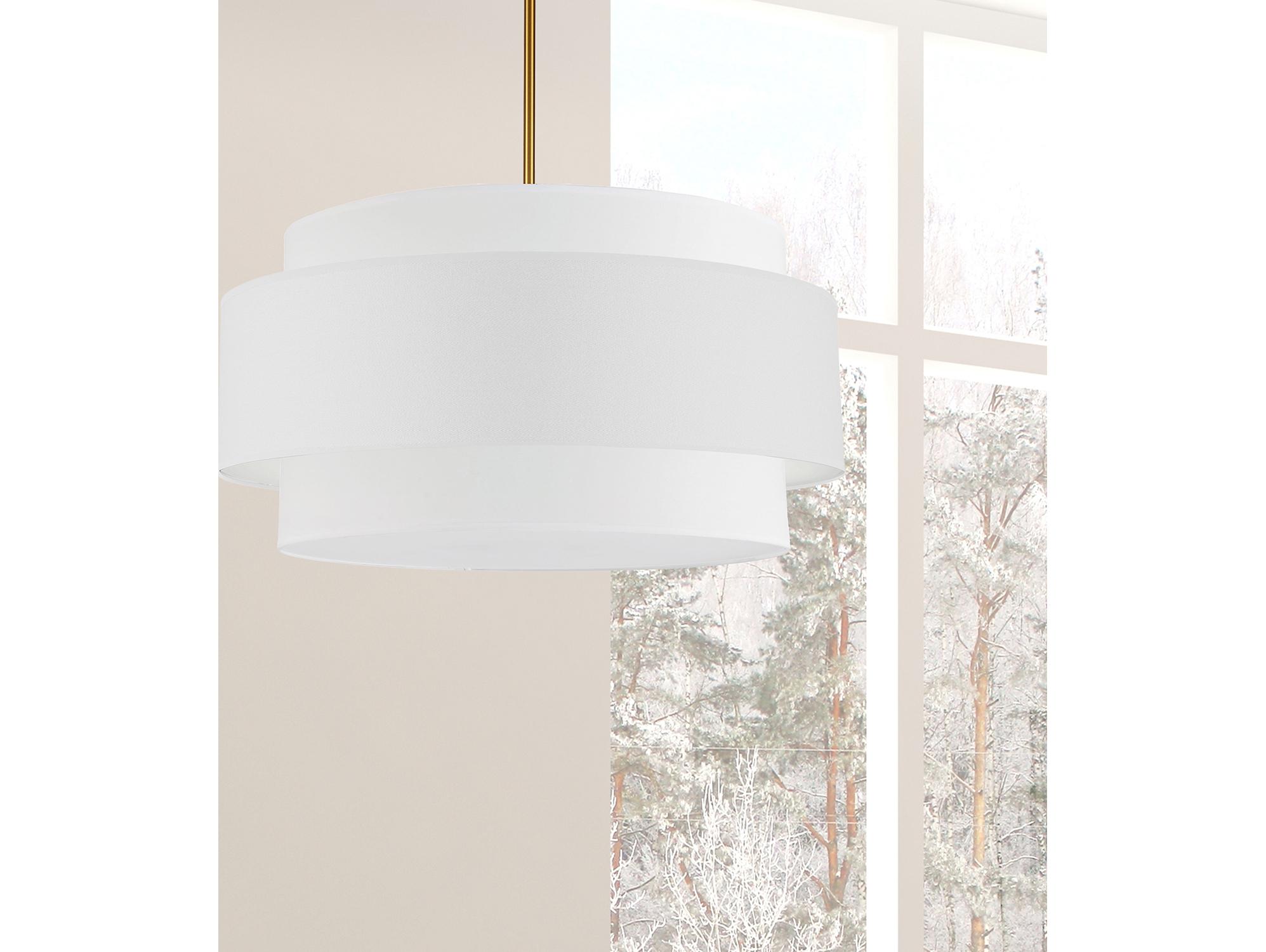 Dainolite Priya 4-Light Aged Brass White Drum Tiered Pendant