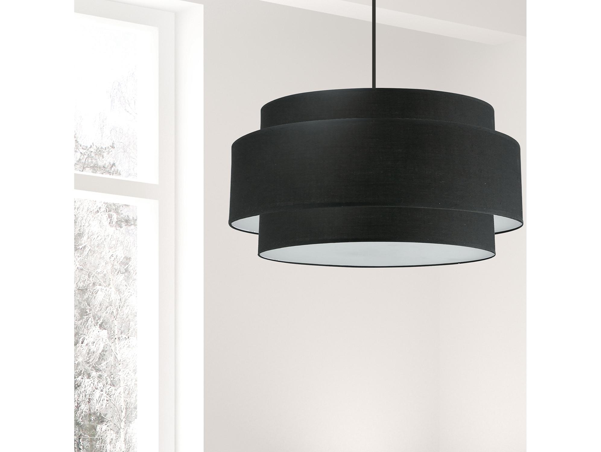 Dainolite Priya 4-Light Matte Black Drum Tiered Pendant