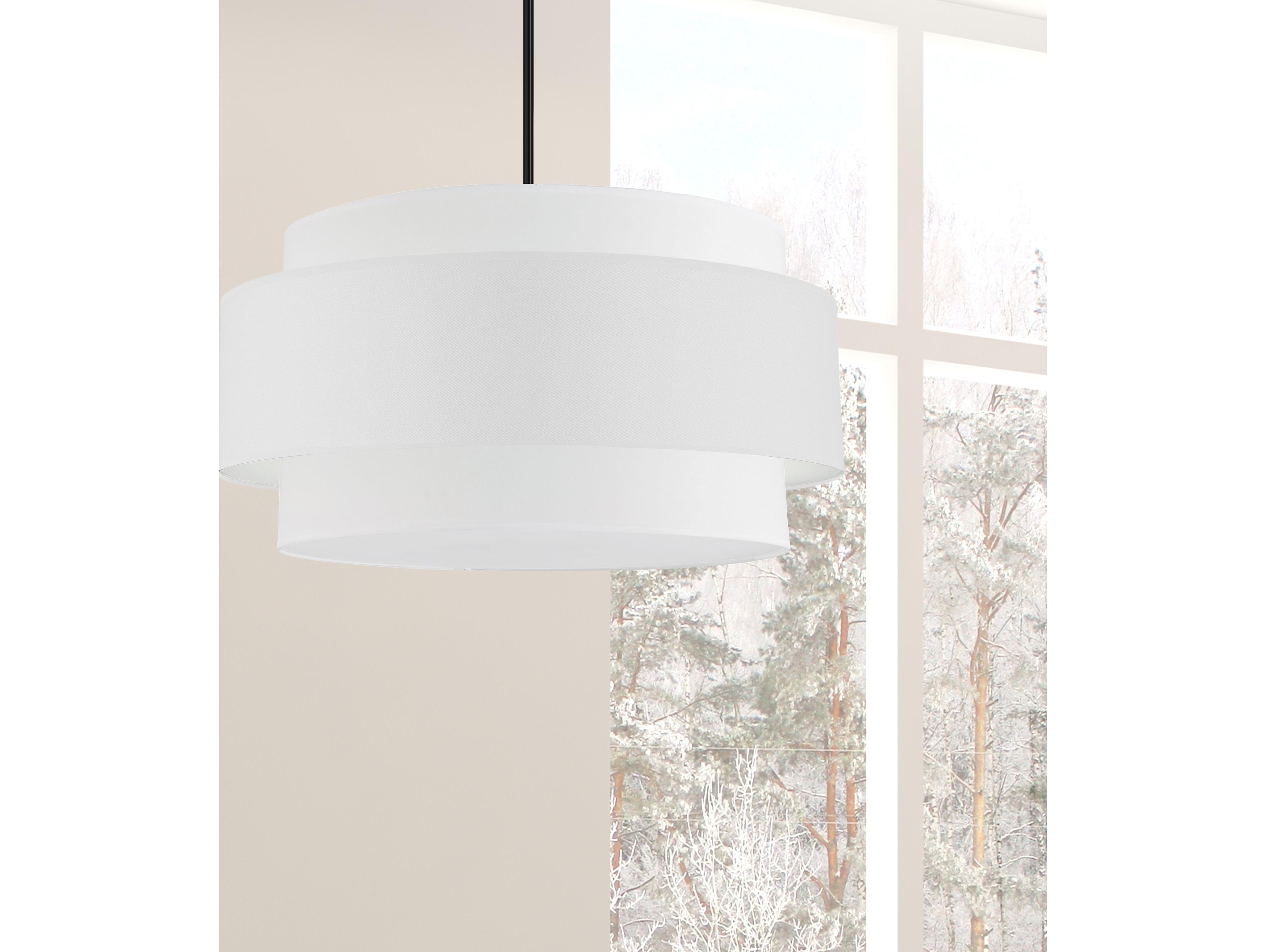 Dainolite Priya 4-Light Matte Black White Drum Tiered Pendant
