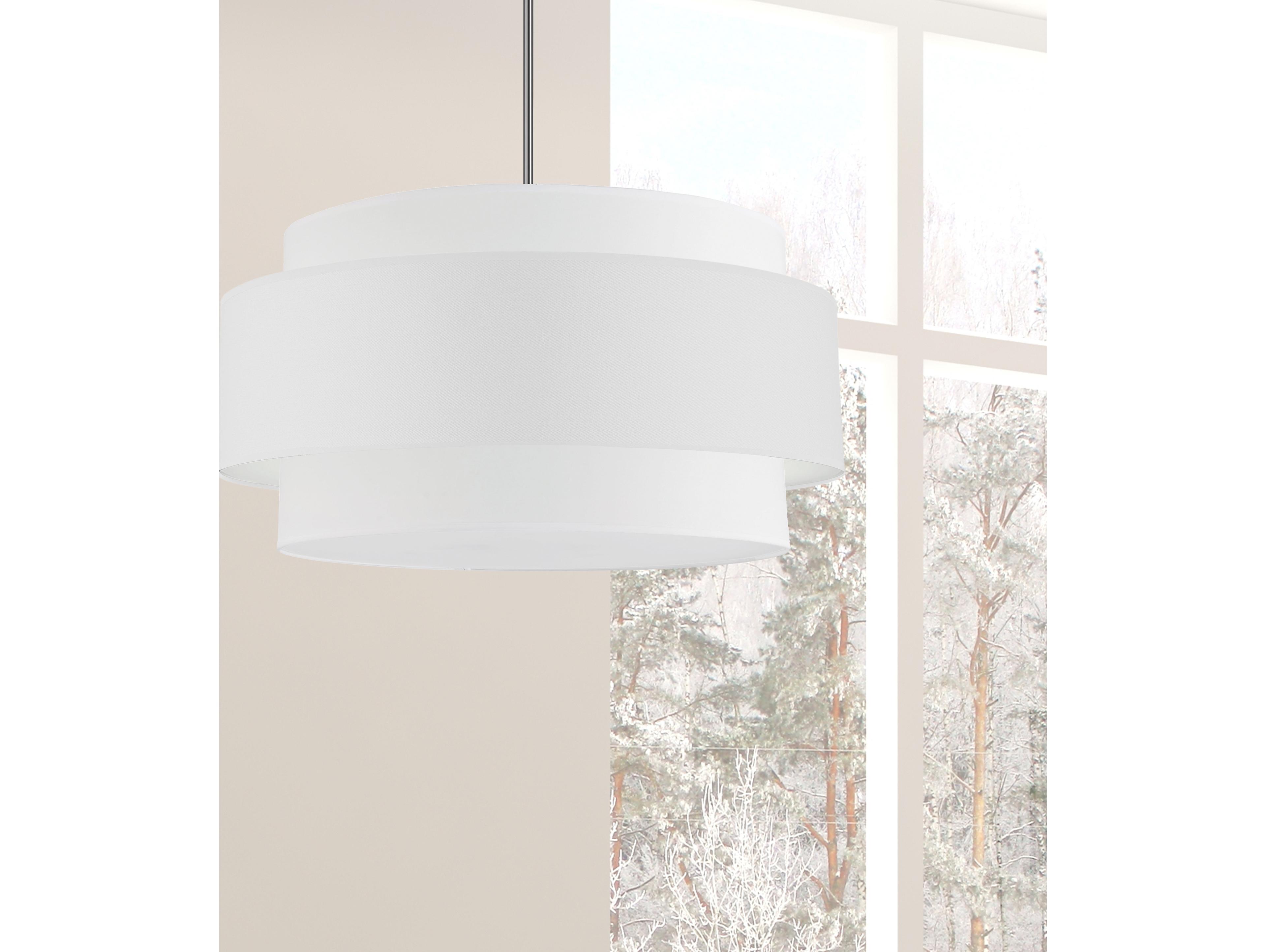 Dainolite Priya 4-Light Polished Chrome White Drum Tiered Pendant