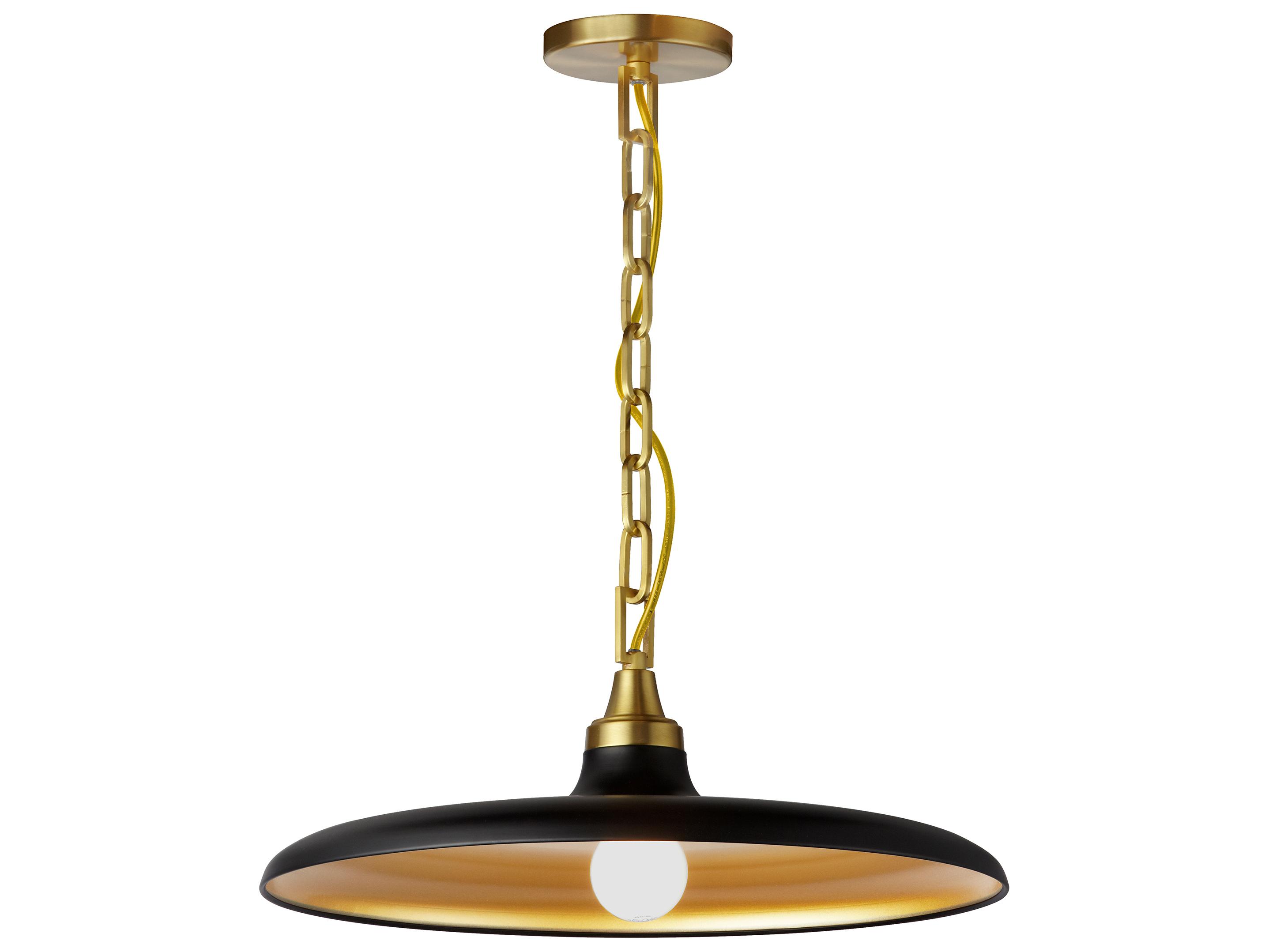 Dainolite Quentin 1-Light Matte Black Gold Brass Pendant
