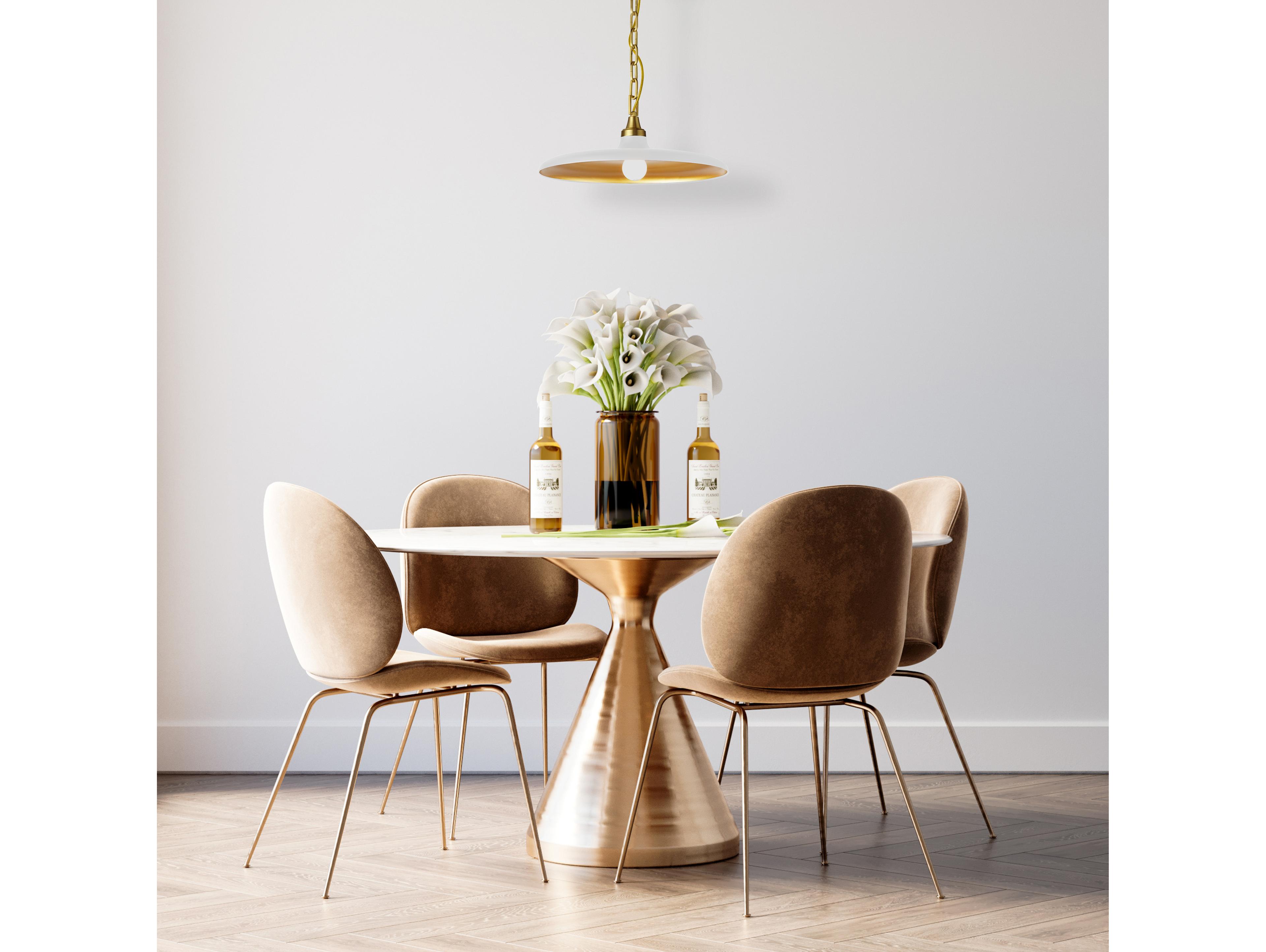 Dainolite Quentin 1-Light Matte White Gold Brass Pendant