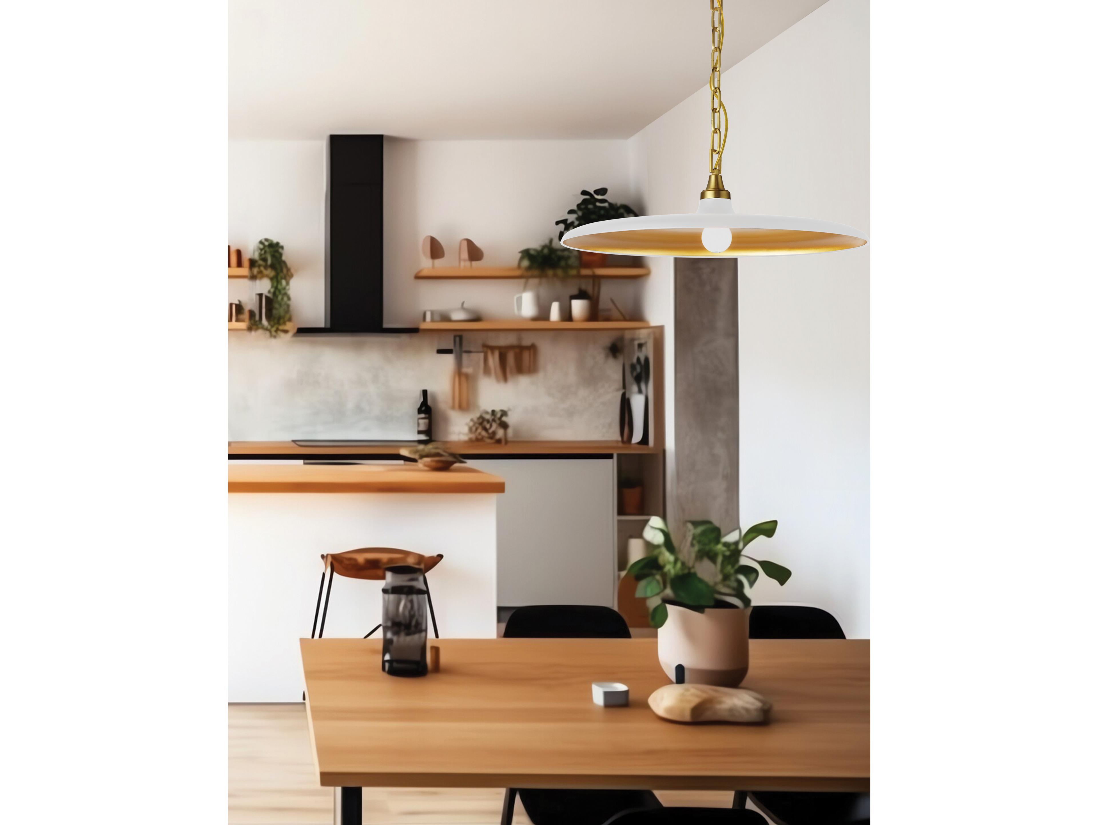 Dainolite Quentin 1-Light Matte White Gold Brass Pendant