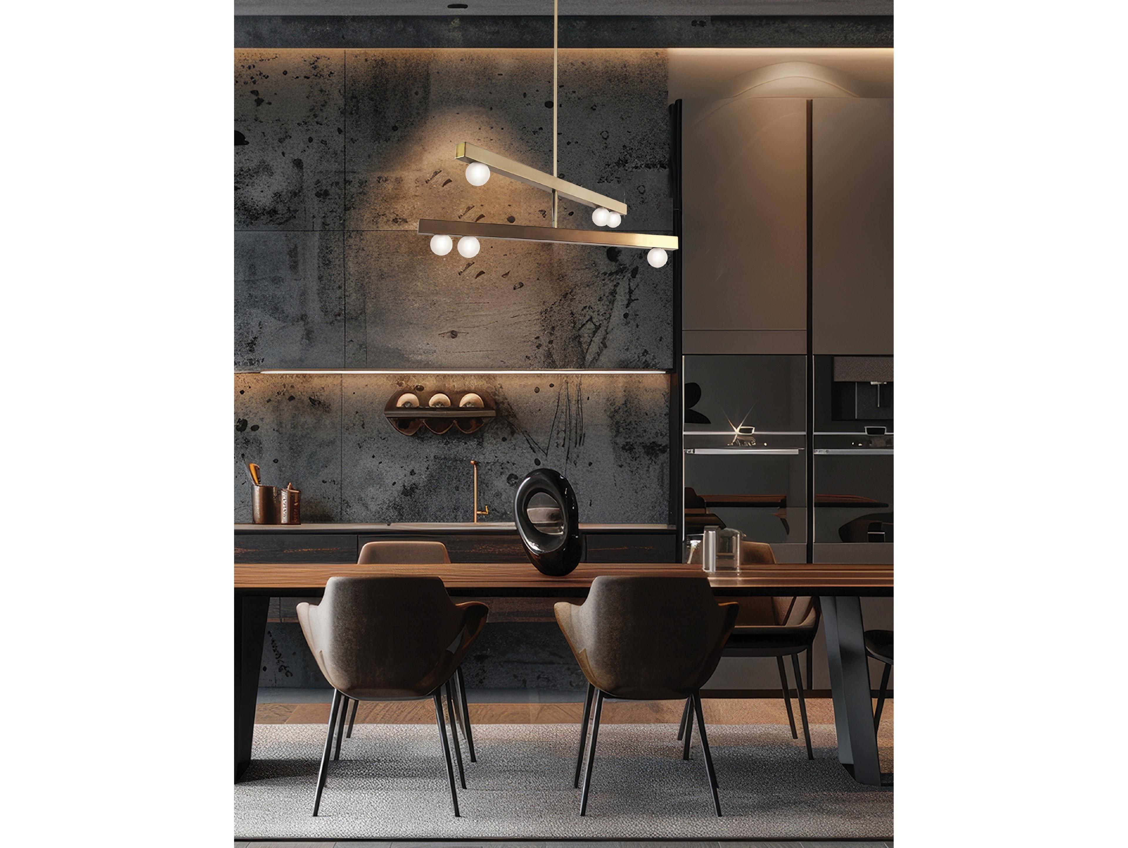 Dainolite Raleigh 6-Light Aged Brass Globe Linear Tiered Chandelier