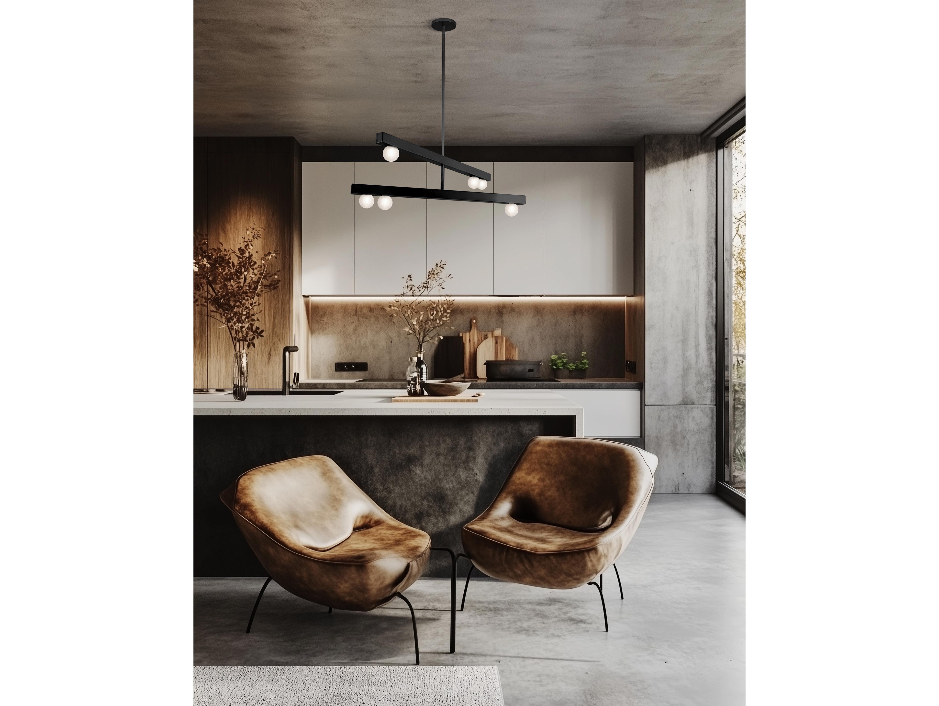 Dainolite Raleigh 6-Light Matte Black Globe Linear Tiered Chandelier