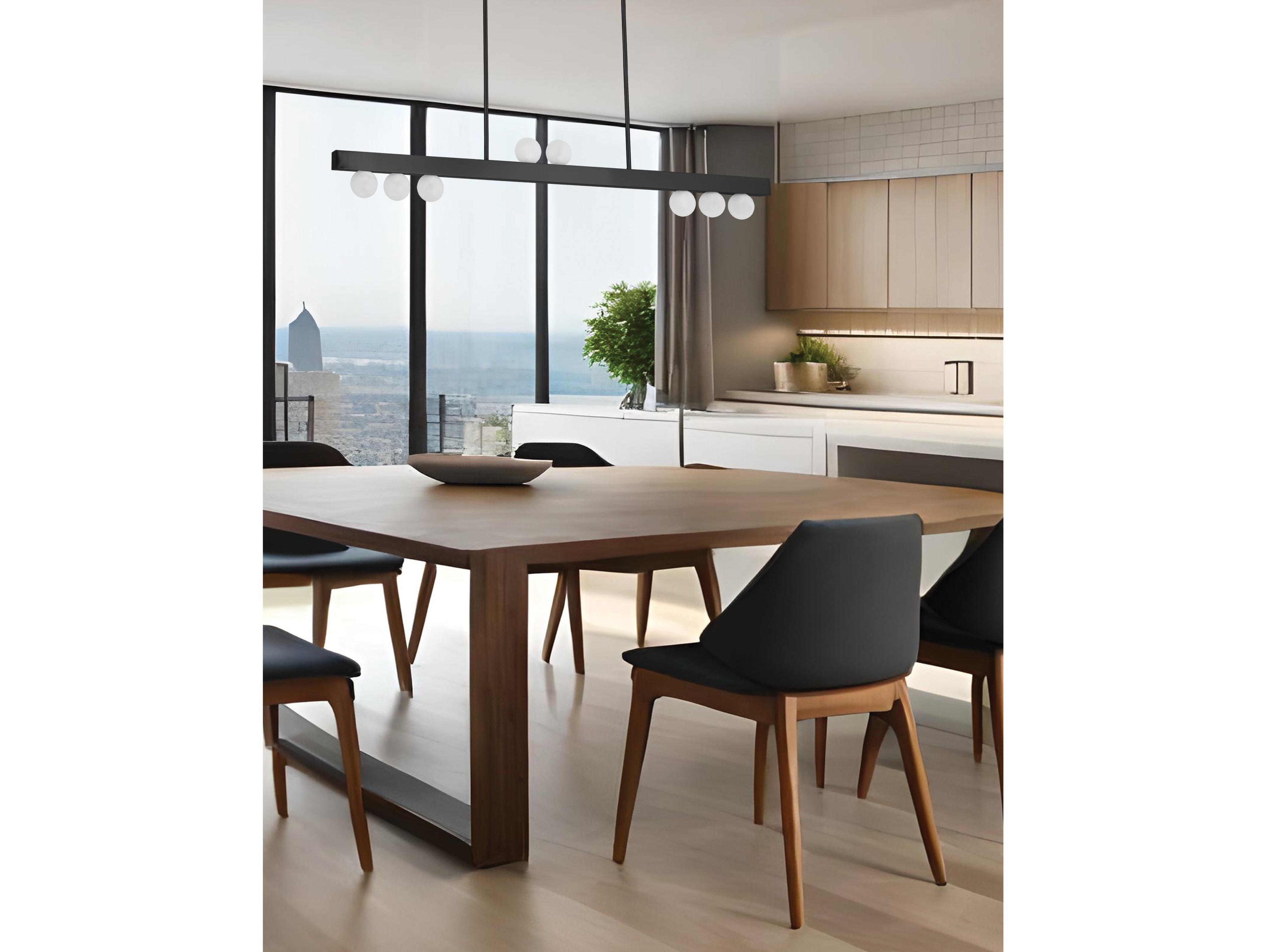 Dainolite Raleigh 9-Light Matte Black Globe Linear Island Pendant