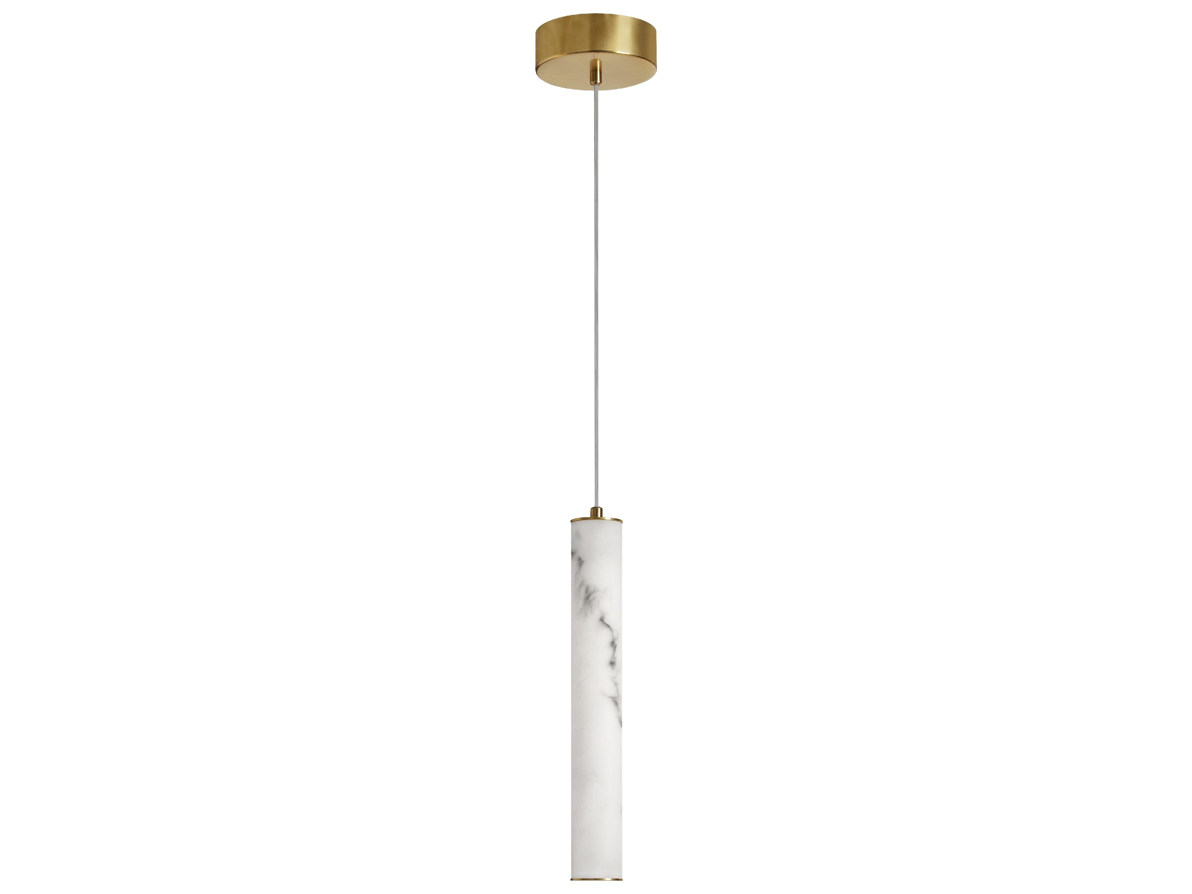 Dainolite Reuben 1-Light White Aged Brass Cylinder Mini Pendant
