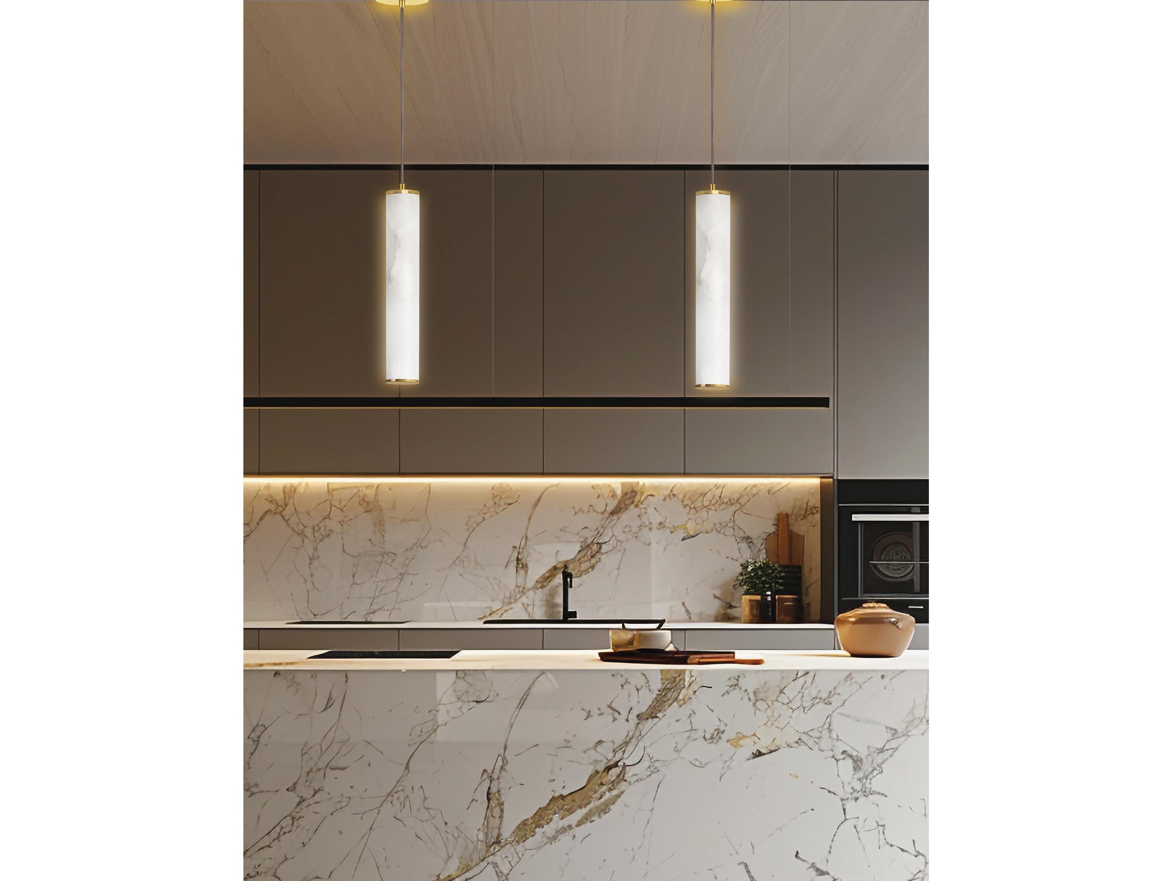 Dainolite Reuben 1-Light White Aged Brass Cylinder Mini Pendant