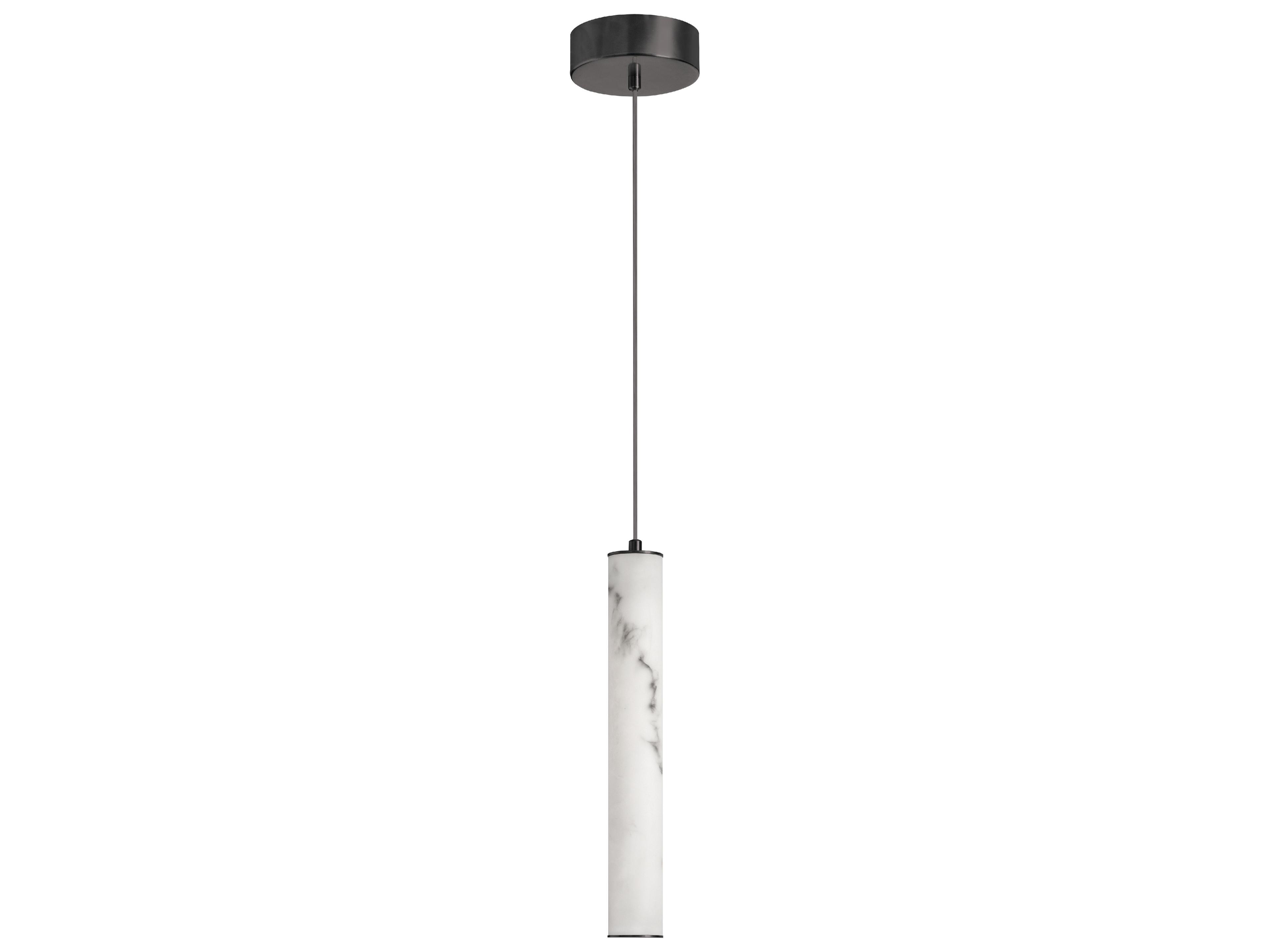 Dainolite Reuben 1-Light White Matte Black Cylinder Mini Pendant