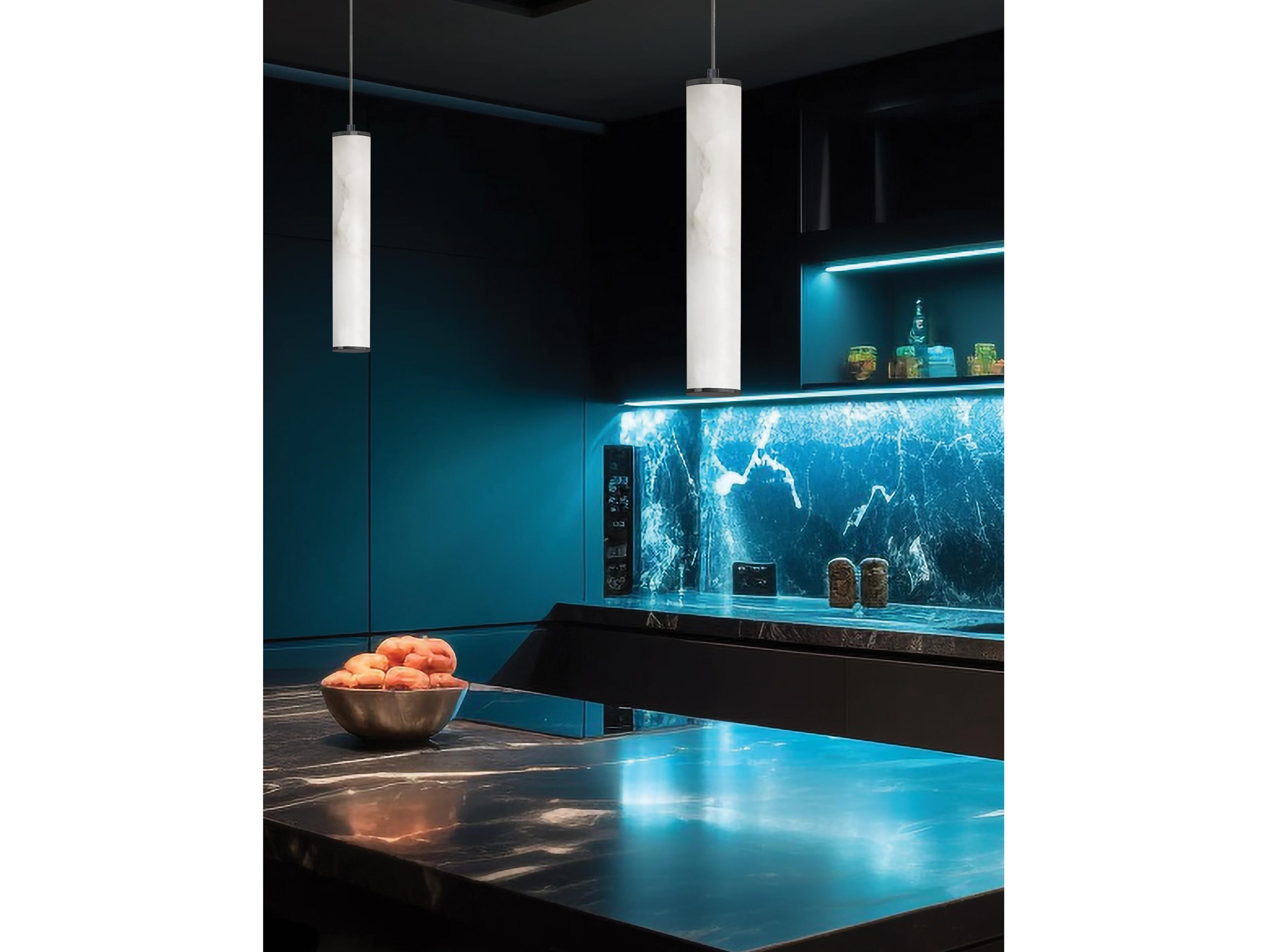 Dainolite Reuben 1-Light White Matte Black Cylinder Mini Pendant