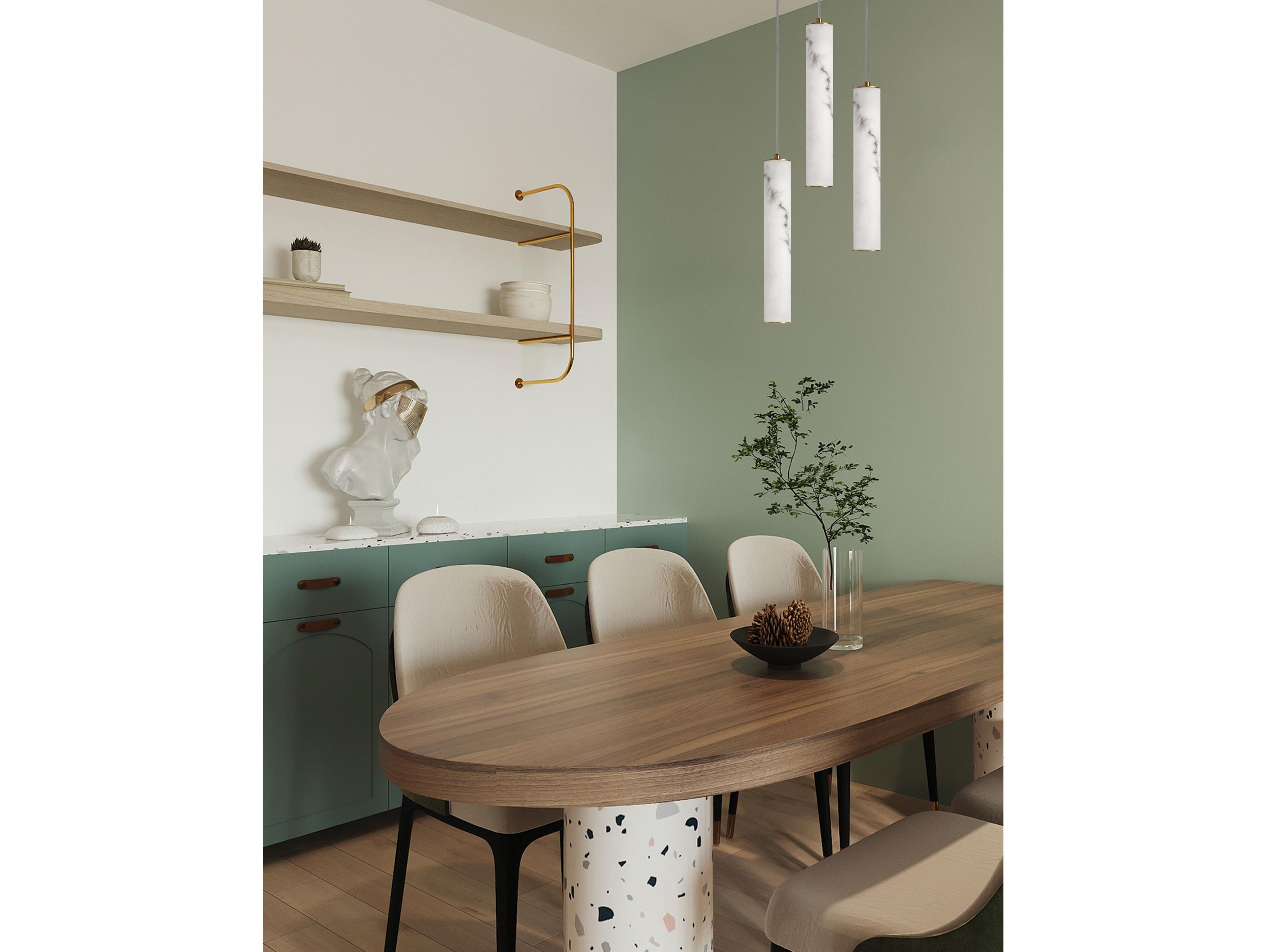 Dainolite Reuben 3-Light White Aged Brass Cylinder Mini Pendant