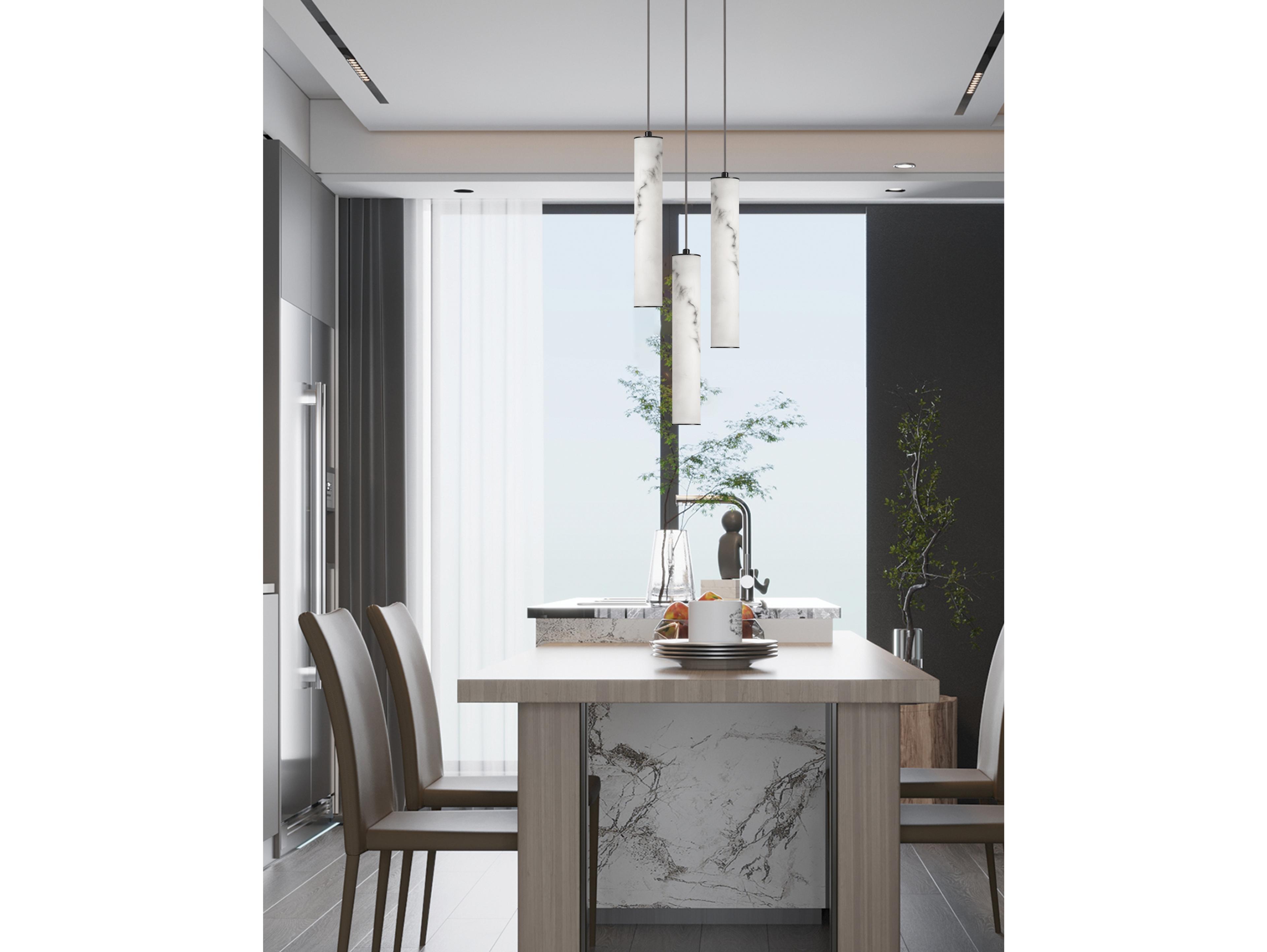 Dainolite Reuben 3-Light White Matte Black Cylinder Mini Pendant