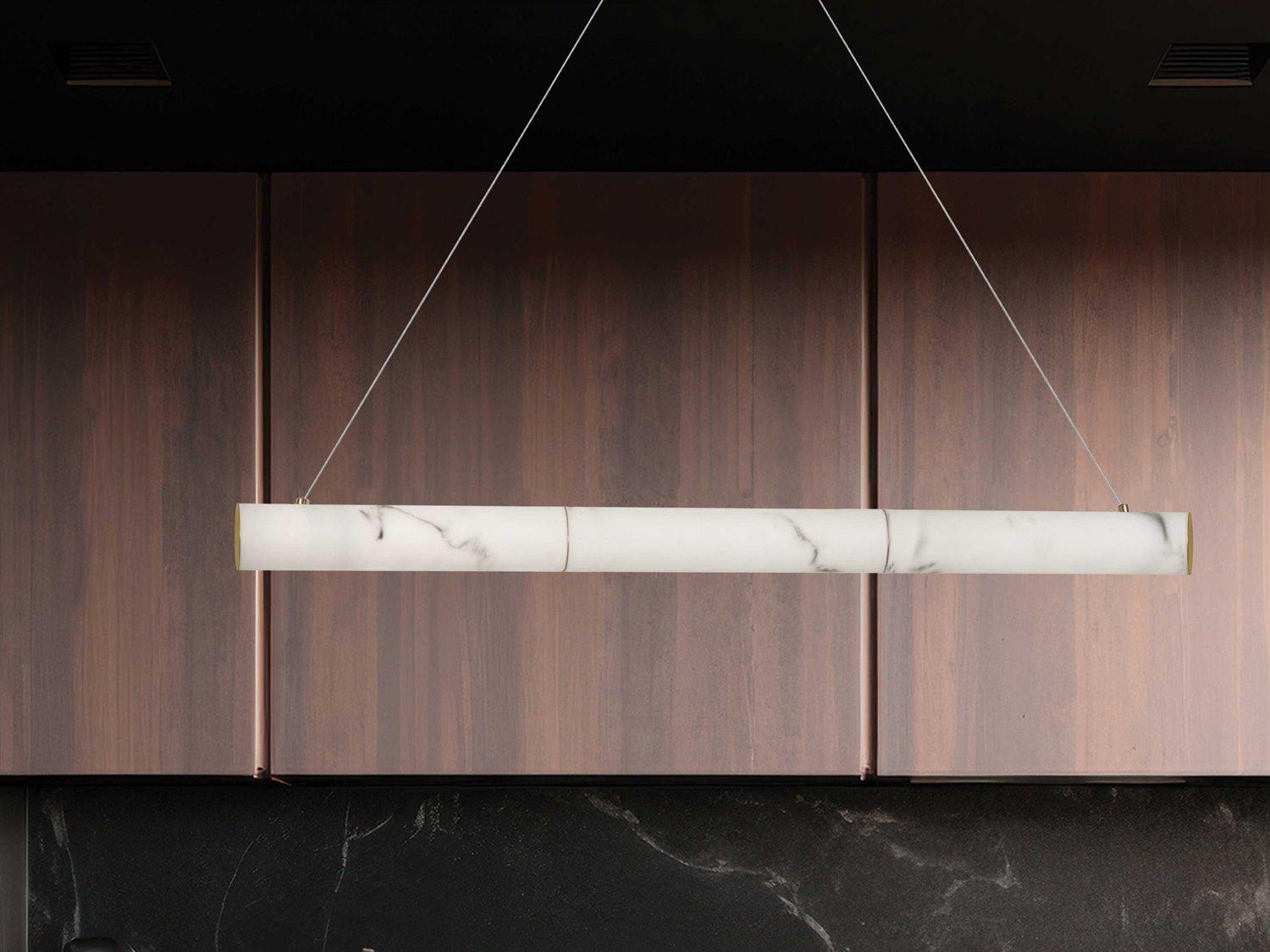 Dainolite Reuben 1-Light White Aged Brass Cylinder Linear Island Pendant