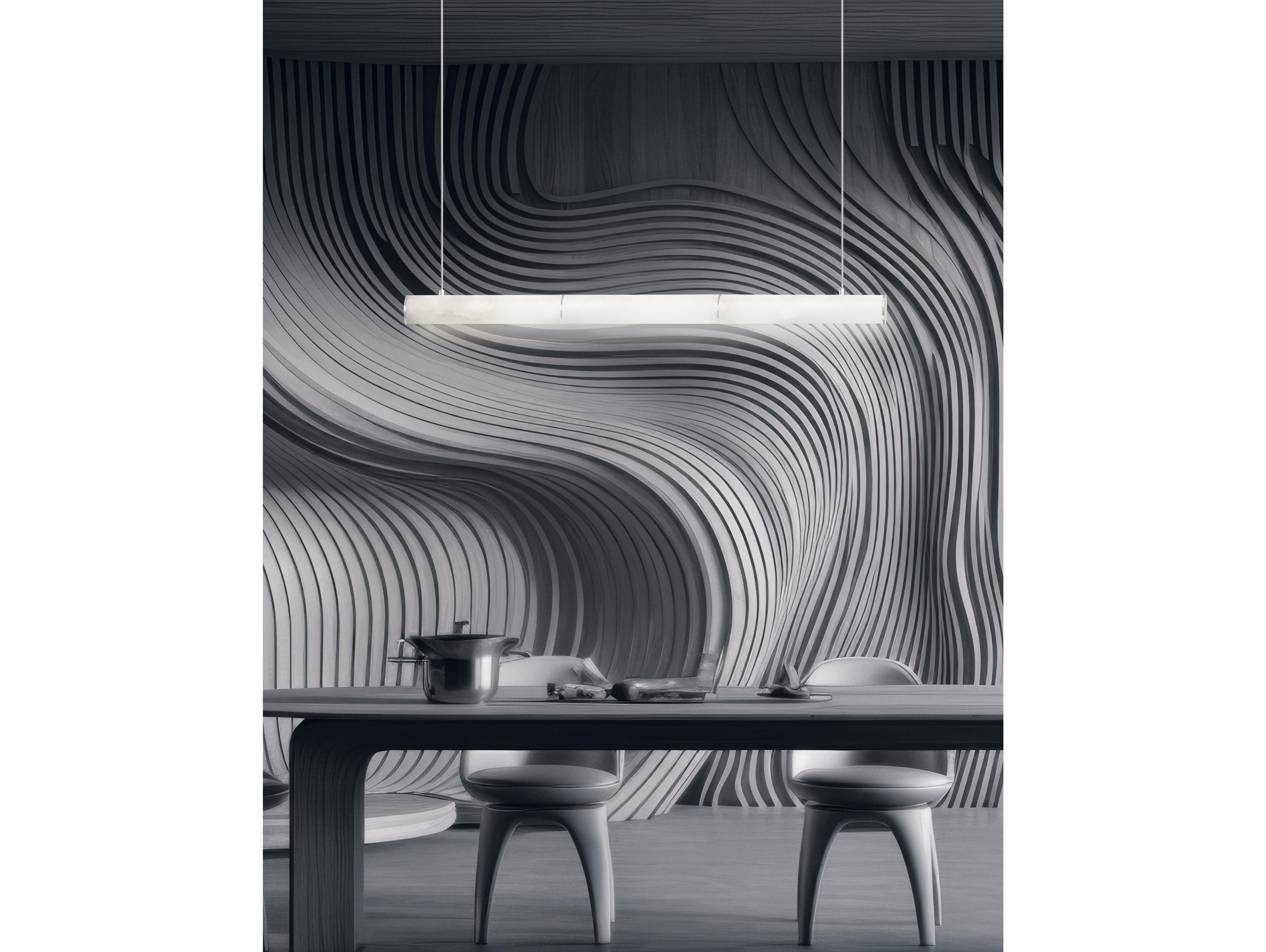 Dainolite Reuben 1-Light White Polished Chrome Cylinder Linear Island Pendant