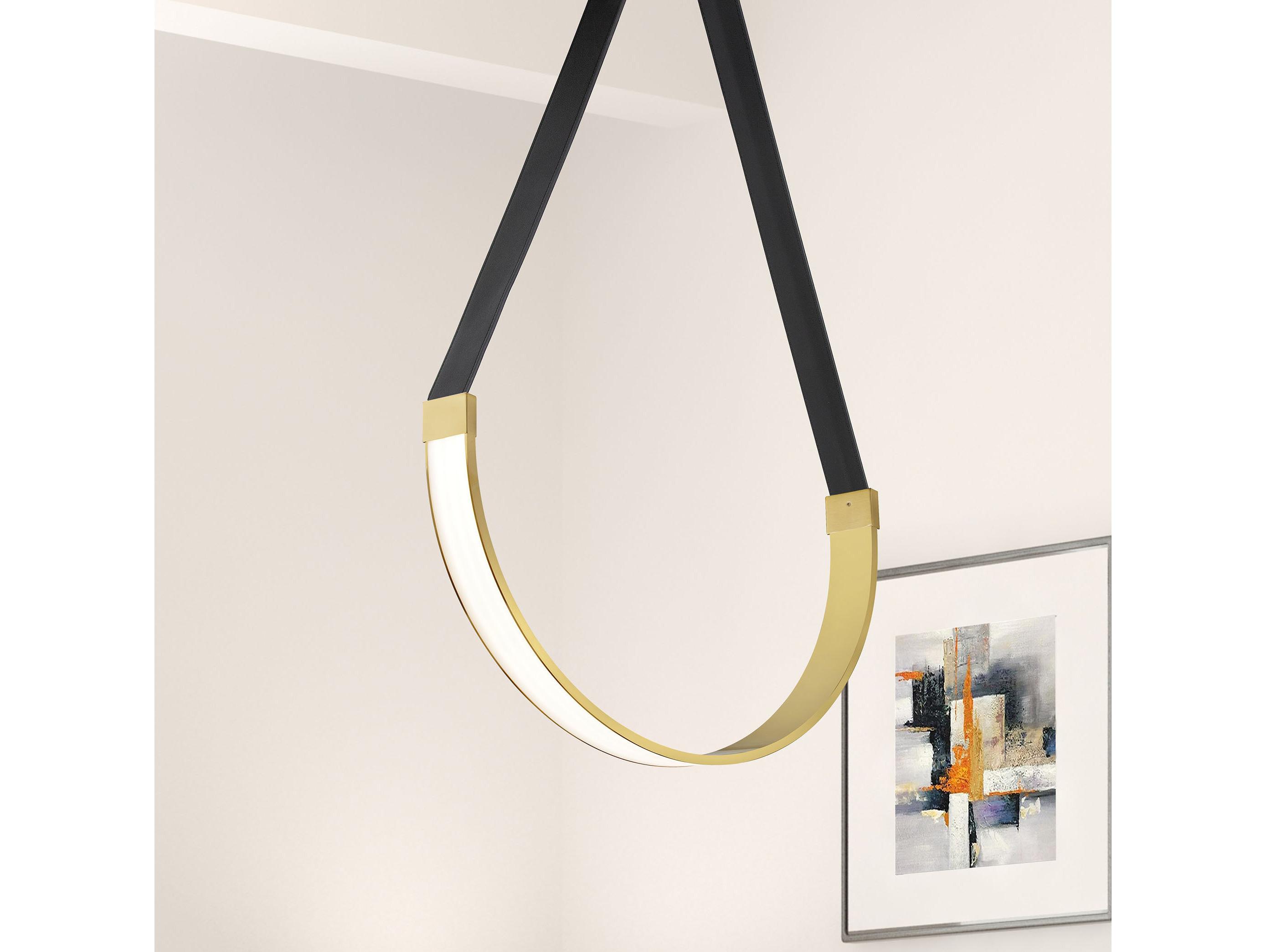 Dainolite Regan 1-Light Aged Brass Black White Linear Pendant