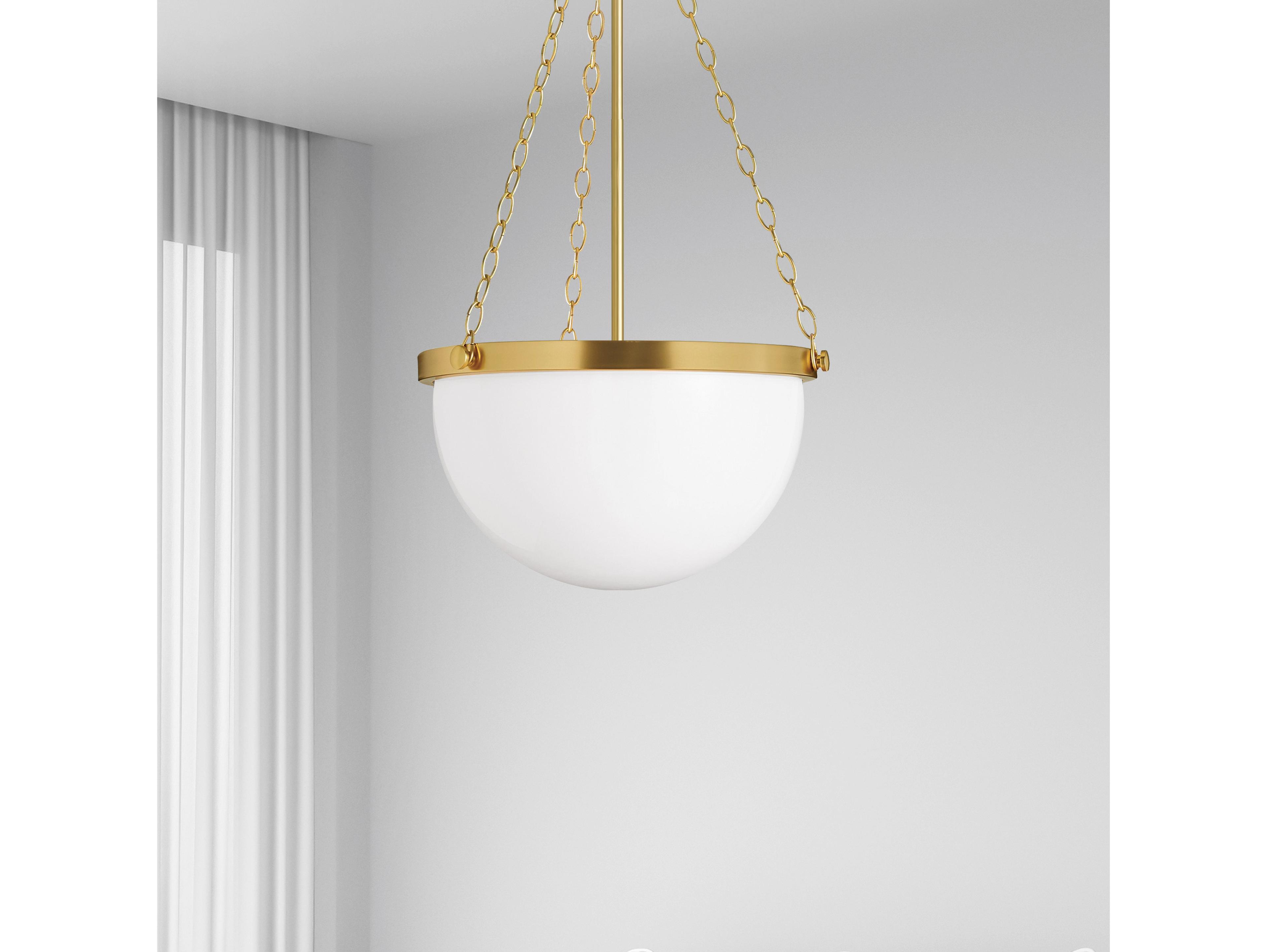 Dainolite Rhonda 1-Light Aged Brass Bowl Pendant
