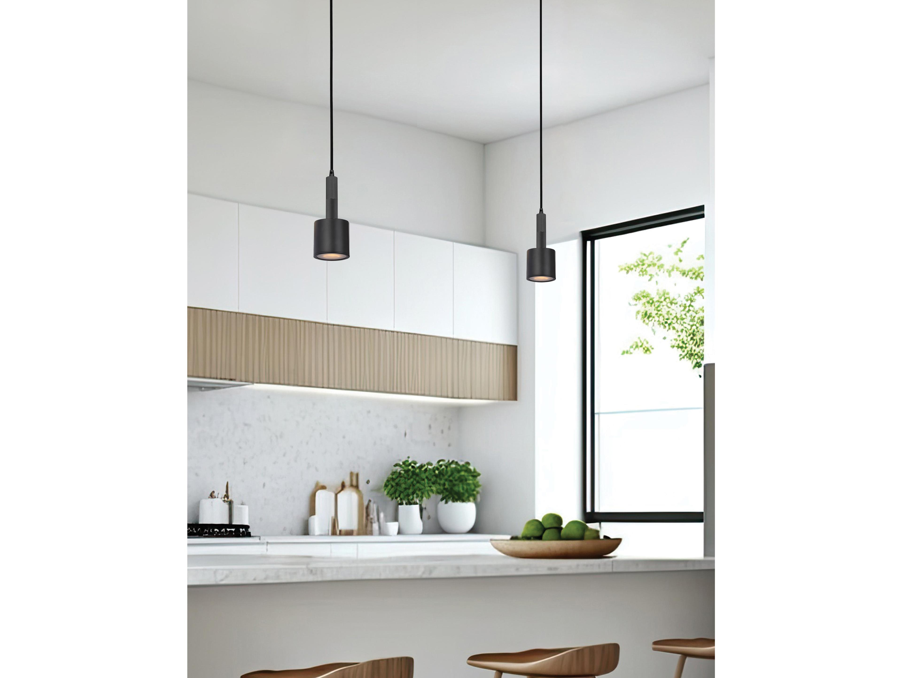 Dainolite Rhoswen 1-Light Matte Black Cylinder Mini Pendant