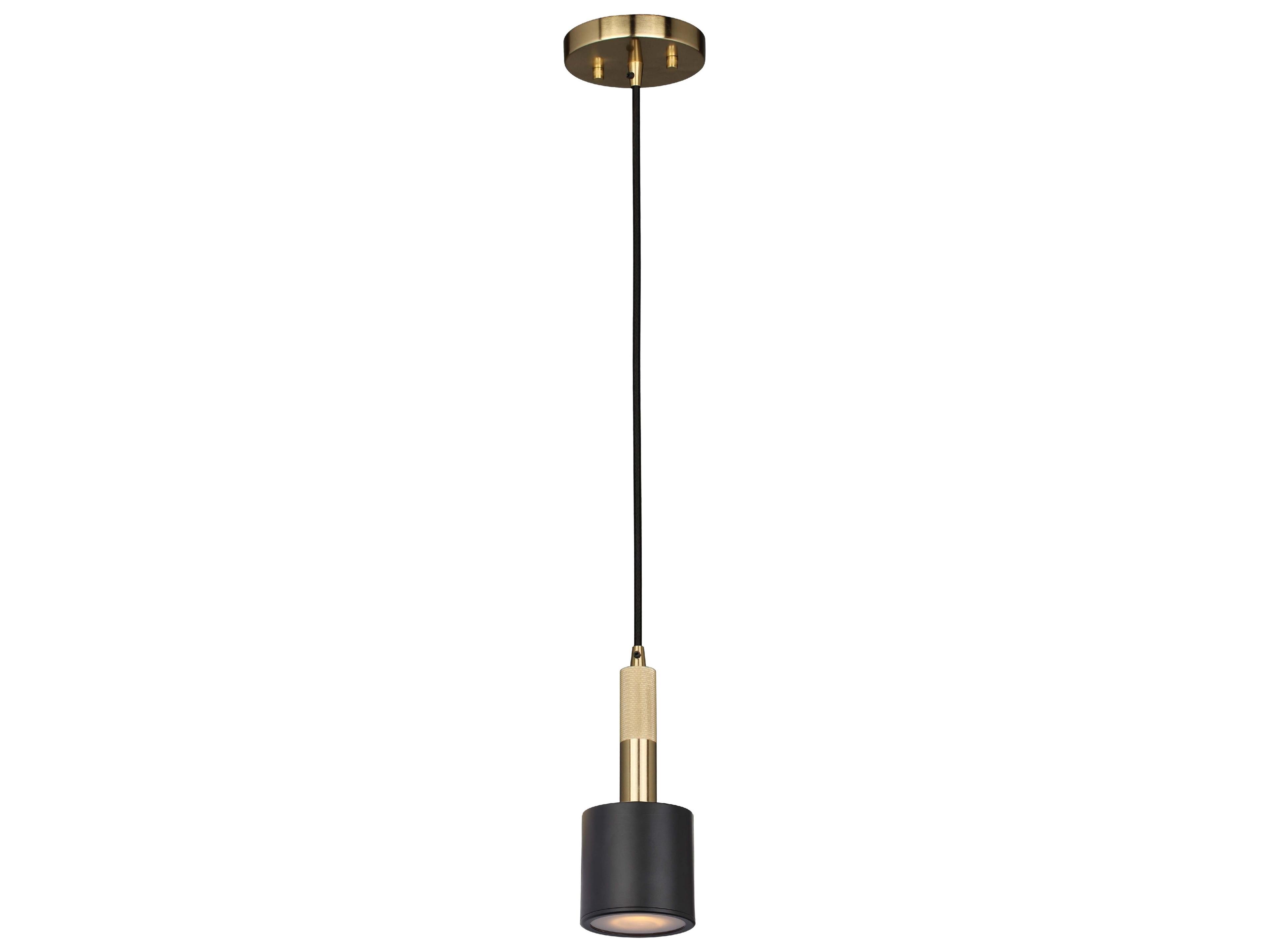 Dainolite Rhoswen 1-Light Matte Black Aged Brass Cylinder Mini Pendant