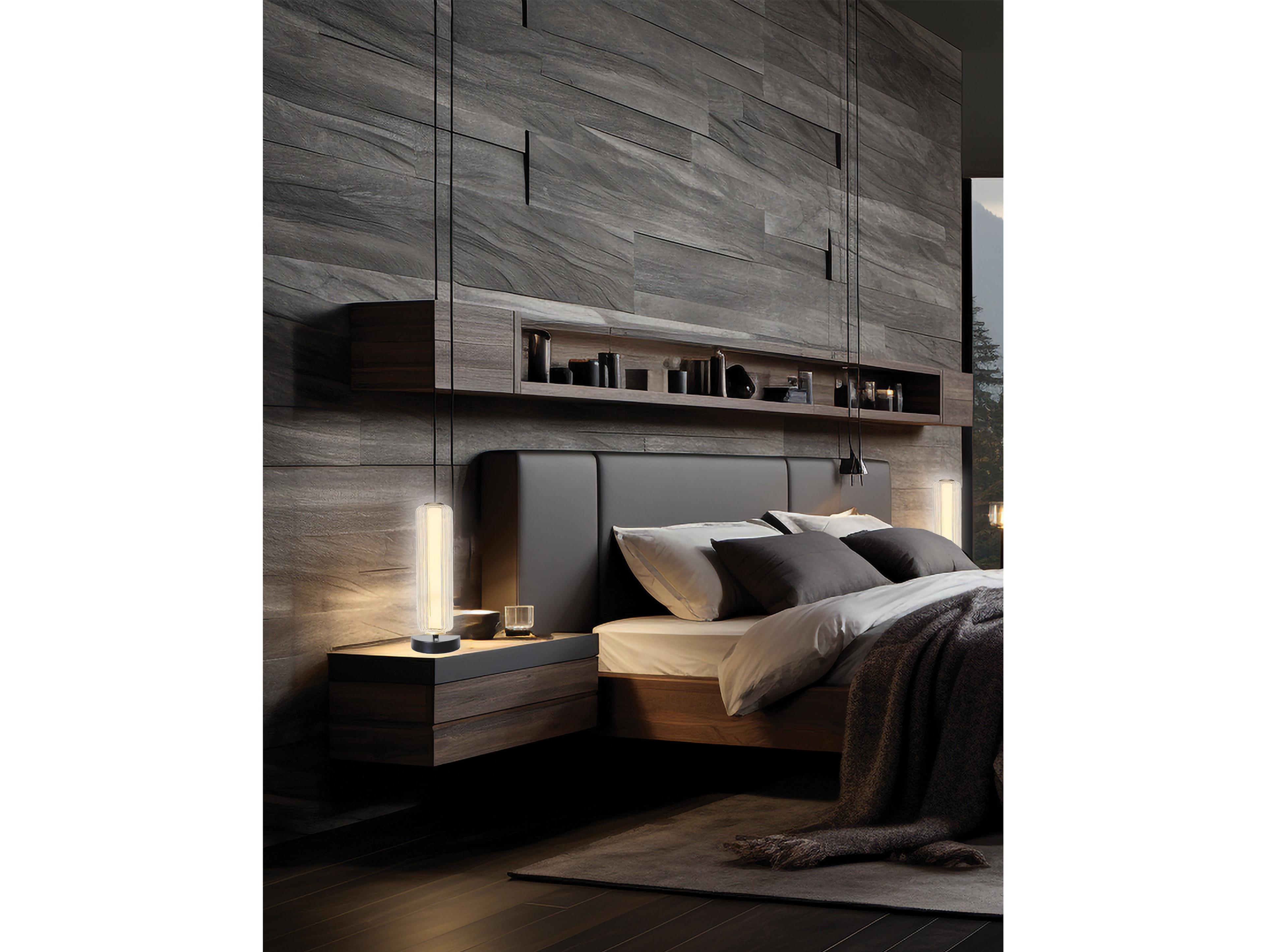 Dainolite Ramona Matte Black Clear Glass Table Lamp