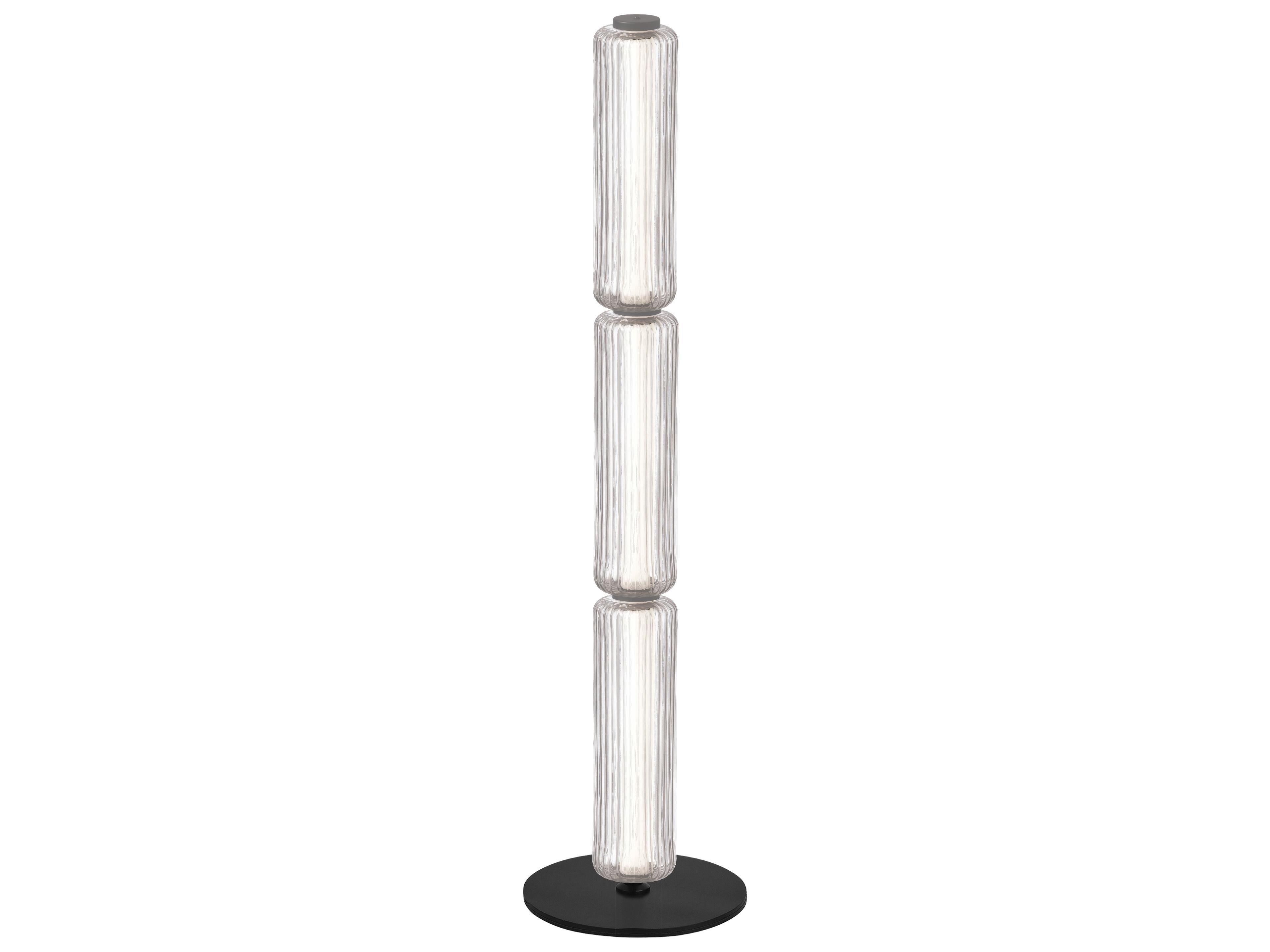 Dainolite Ramona Matte Black Clear Glass Floor Lamp