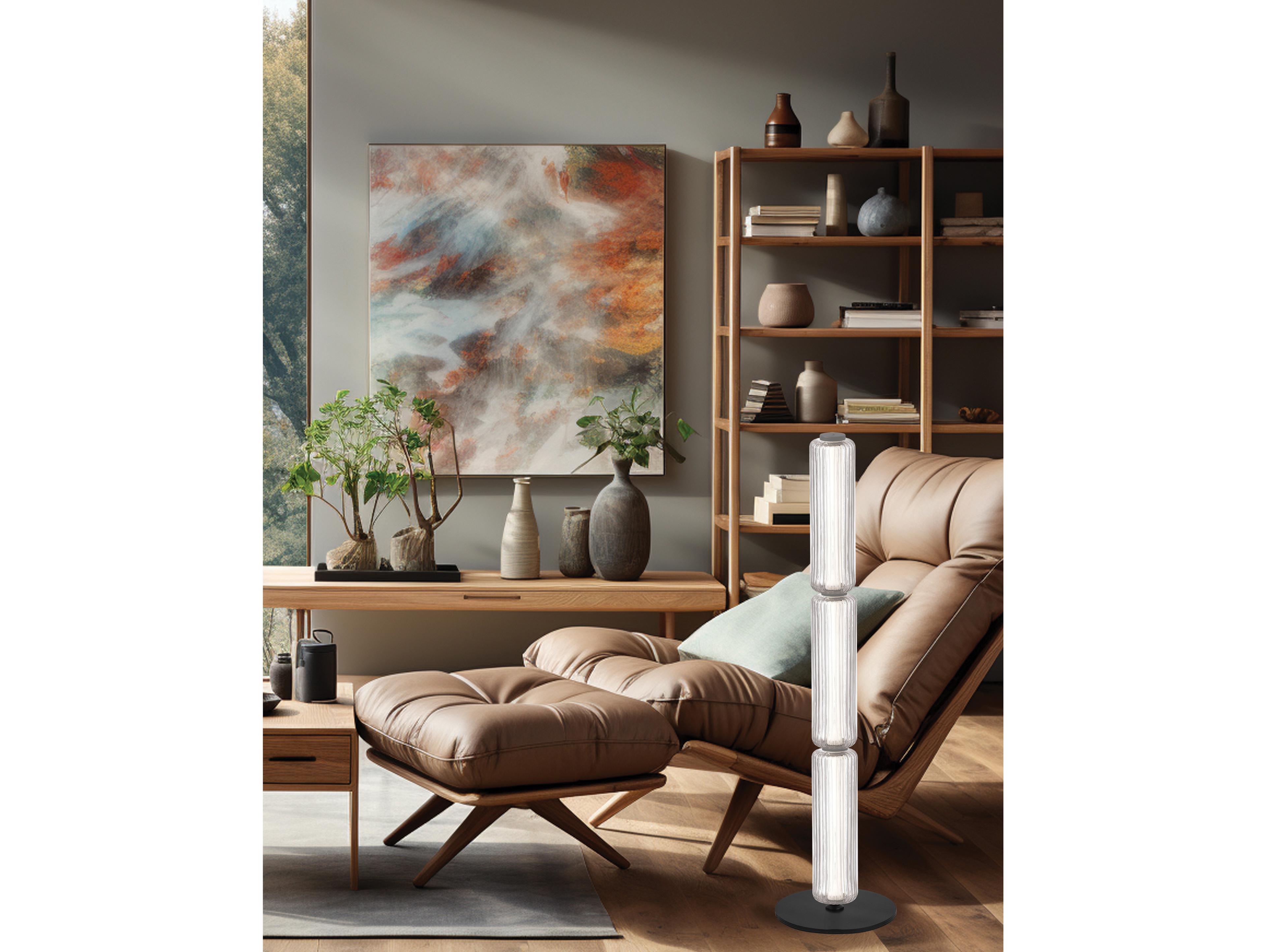 Dainolite Ramona Matte Black Clear Glass Floor Lamp