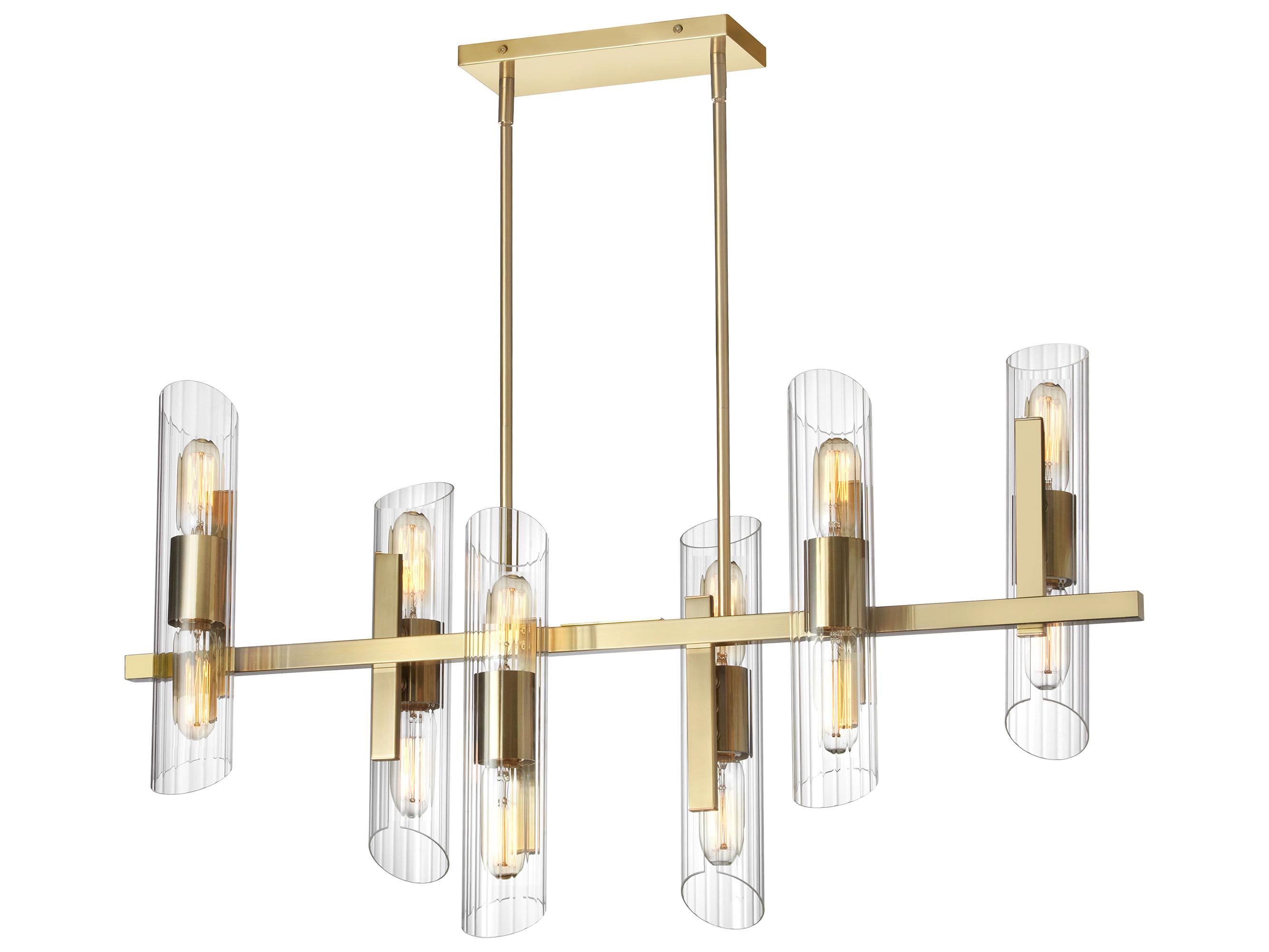 Dainolite Samantha 12-Light Aged Brass Linear Island Pendant
