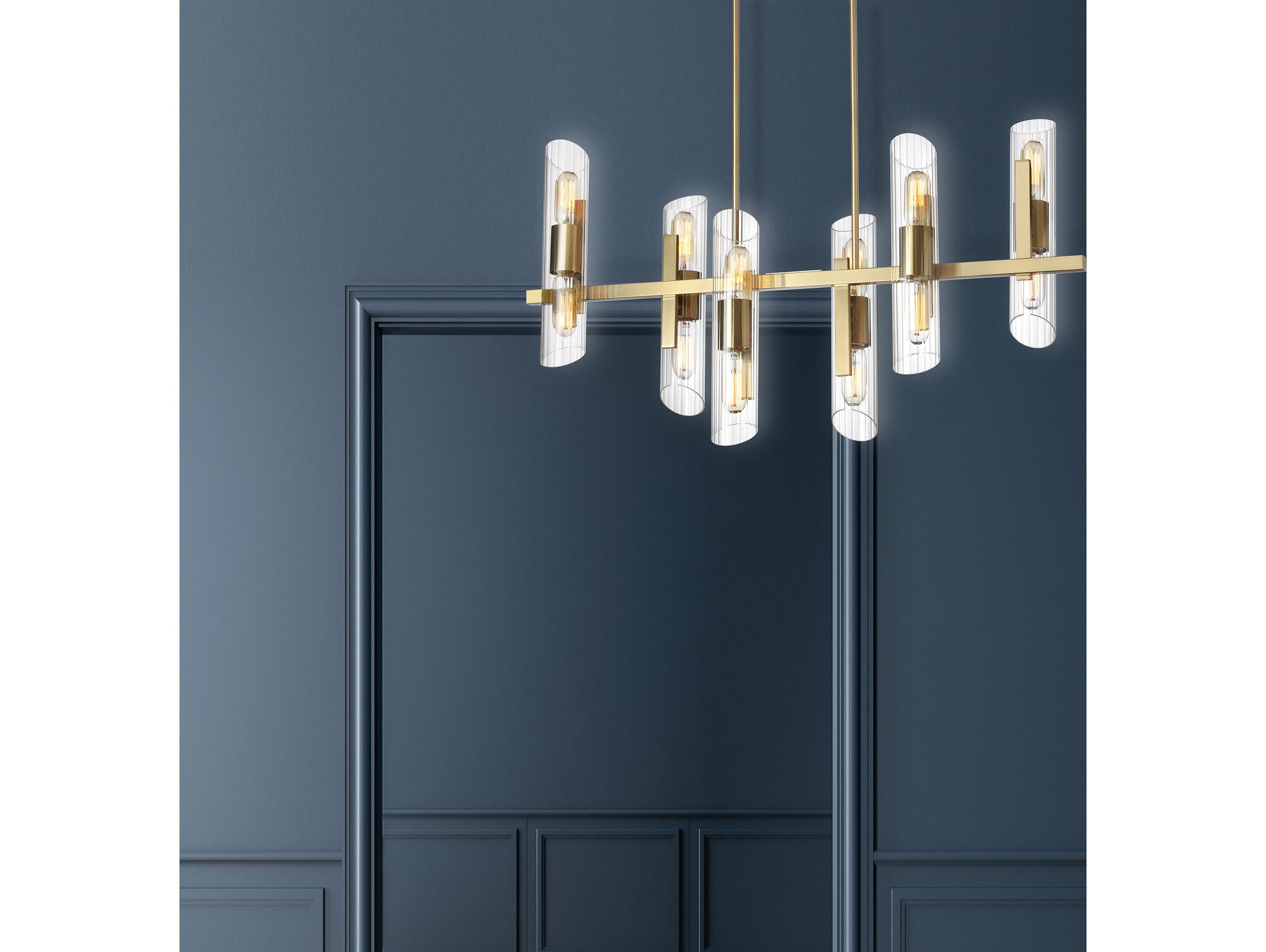 Dainolite Samantha 12-Light Aged Brass Linear Island Pendant