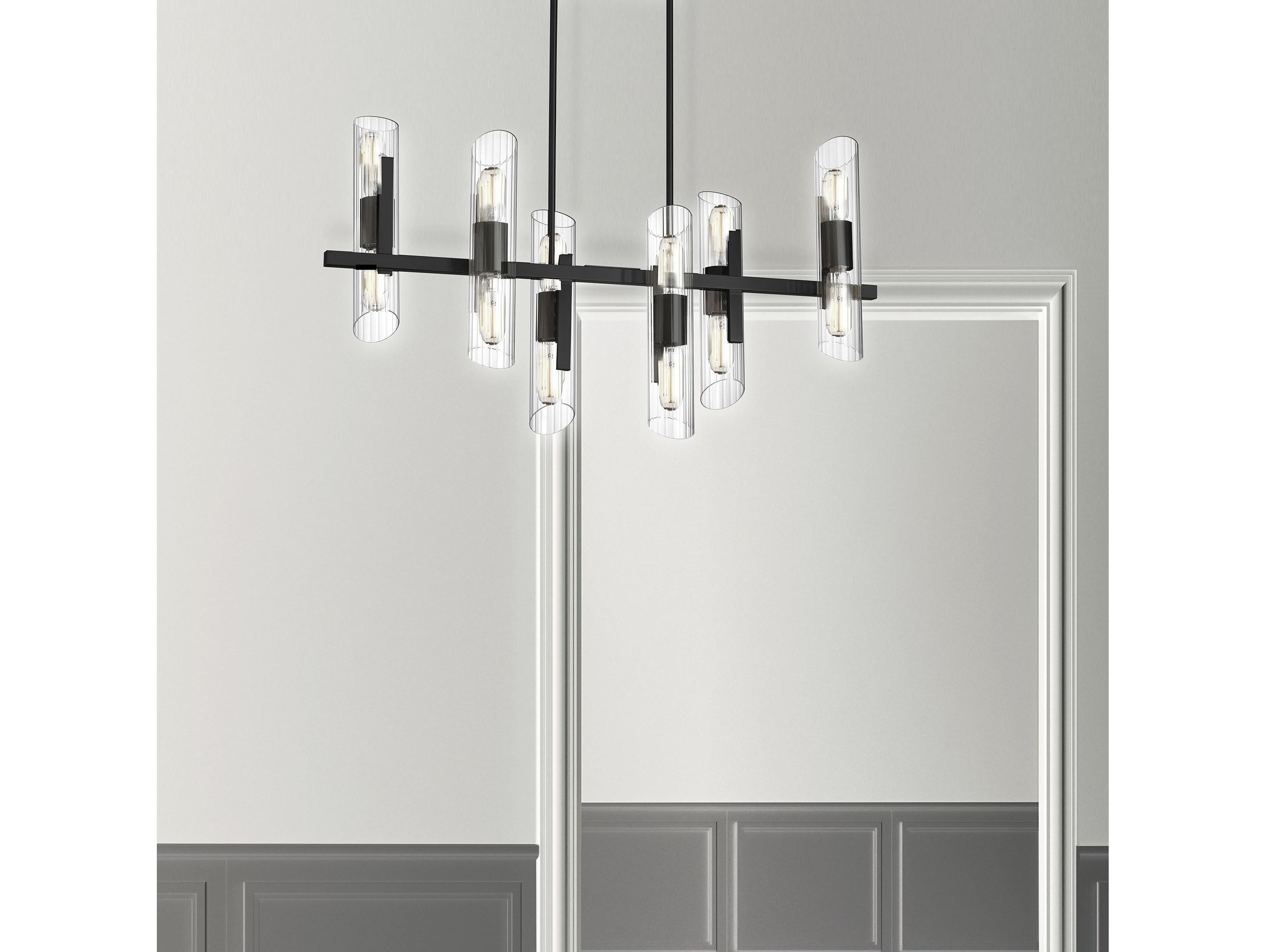 Dainolite Samantha 12-Light Matte Black Linear Island Pendant