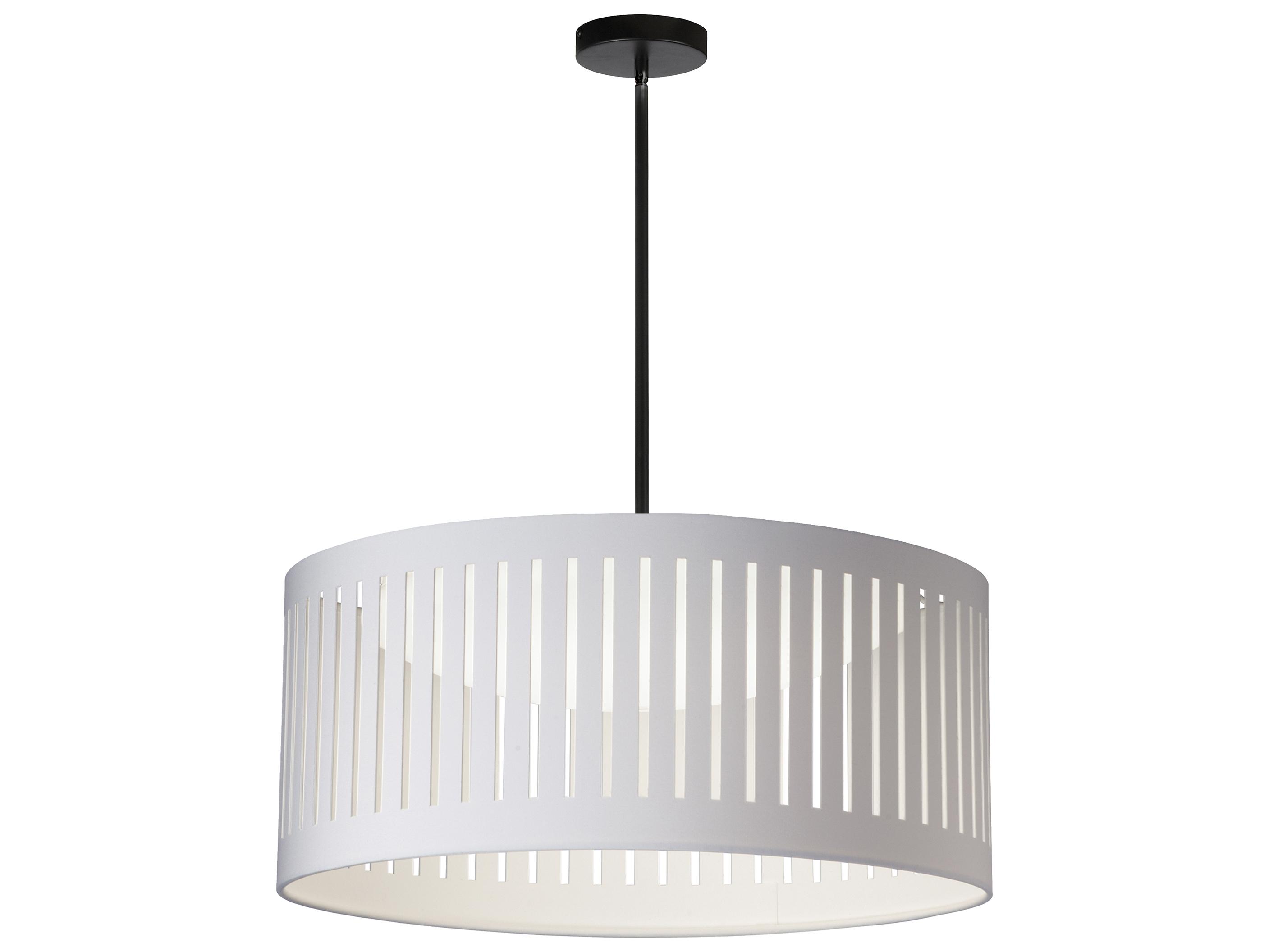 Dainolite Slit Drum 1-Light Matte Black White Pendant