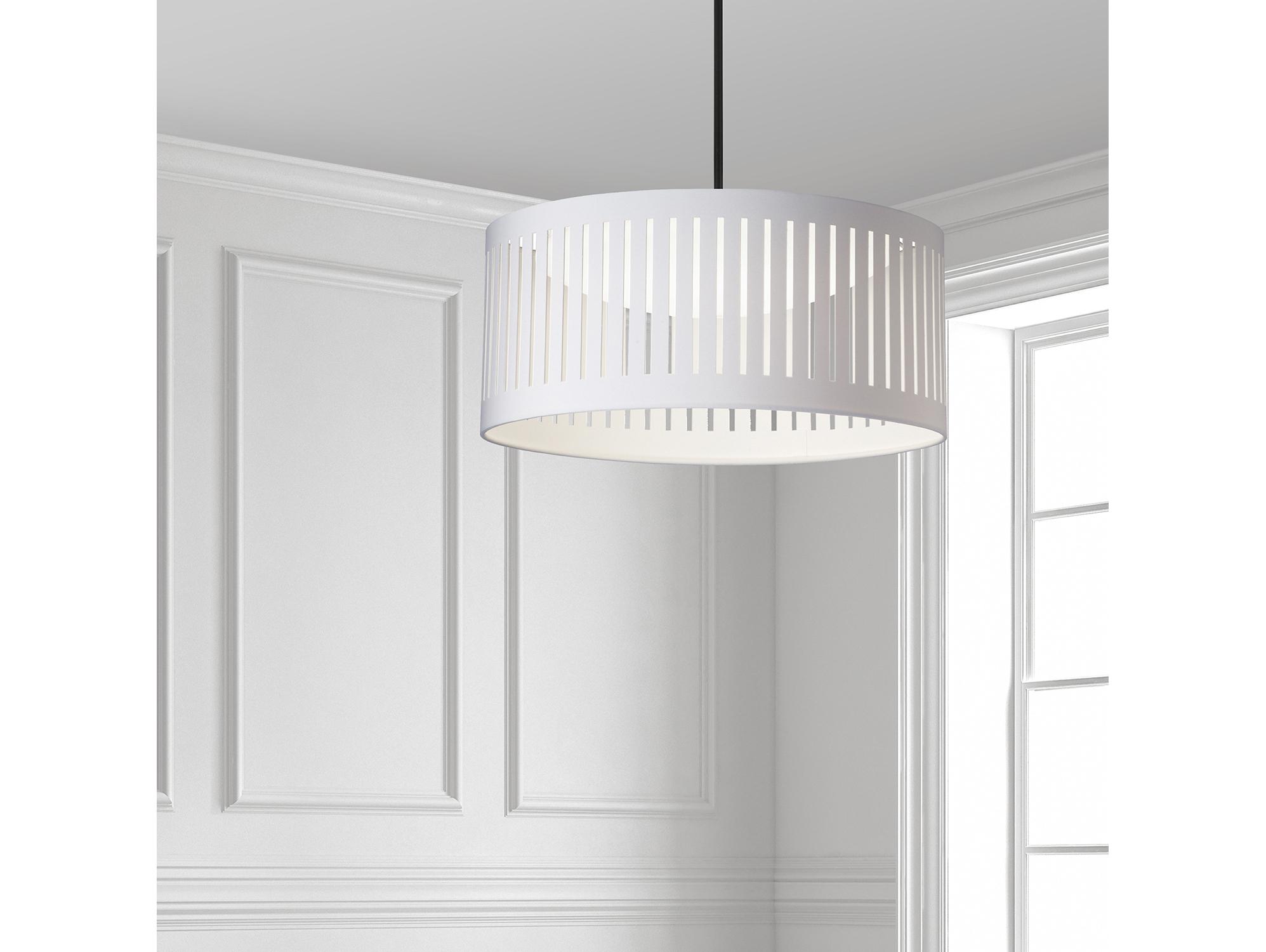 Dainolite Slit Drum 1-Light Matte Black White Pendant