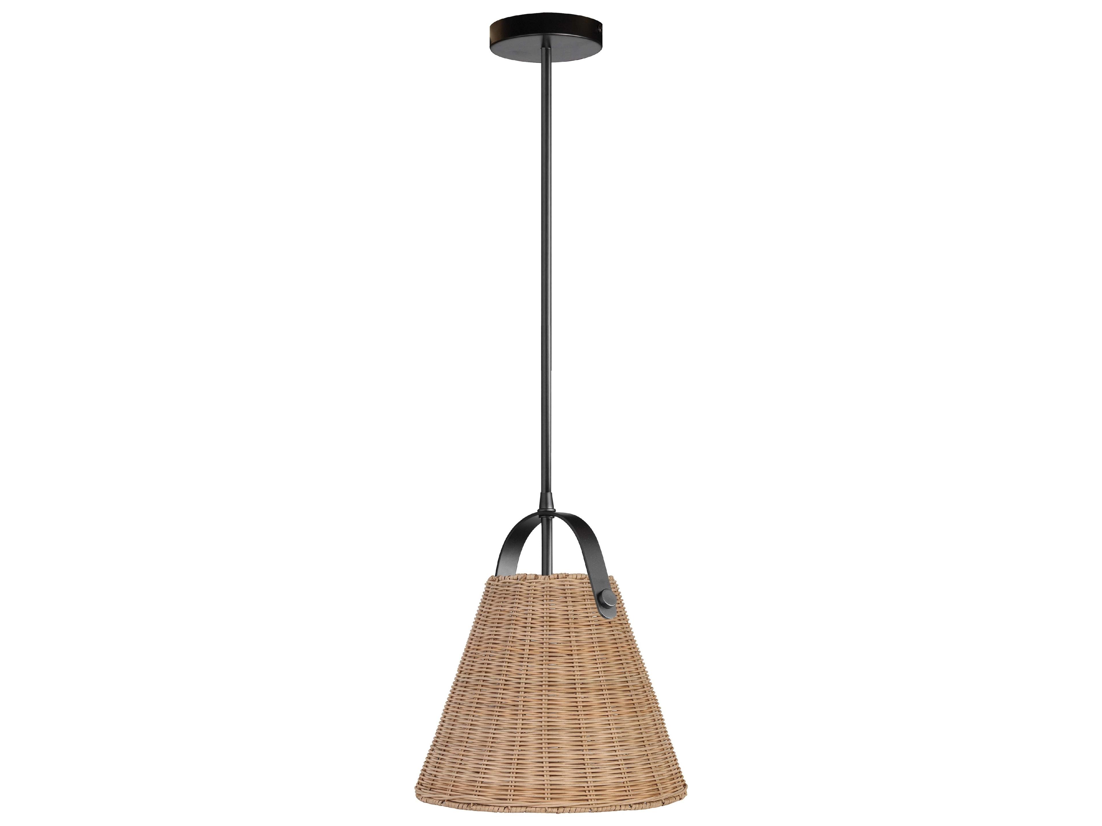 Dainolite Shenandoah 1-Light Natural Matte Black Empire Pendant