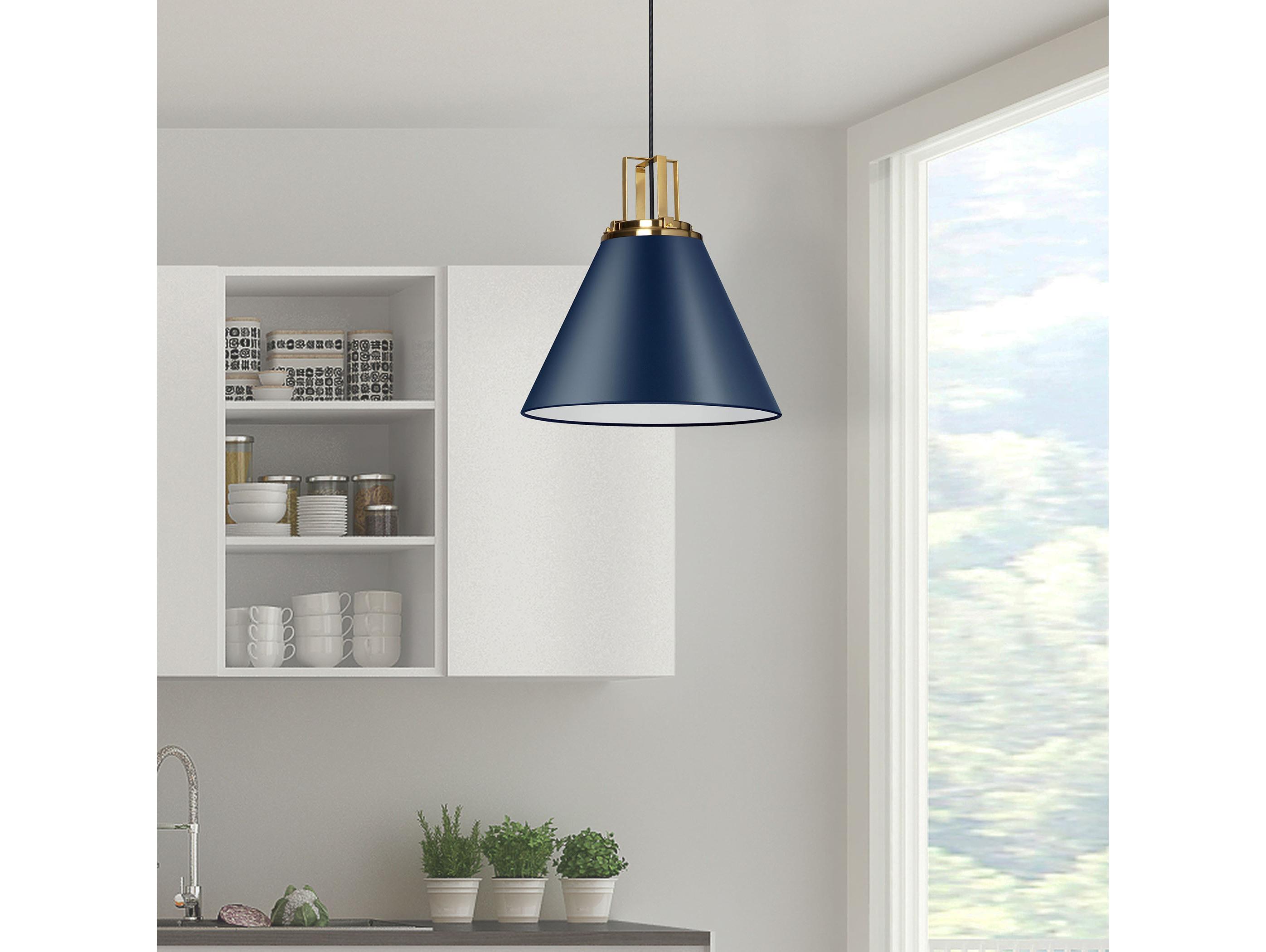 Dainolite Sonus 1-Light Cobalt Blue Aged Brass Pendant
