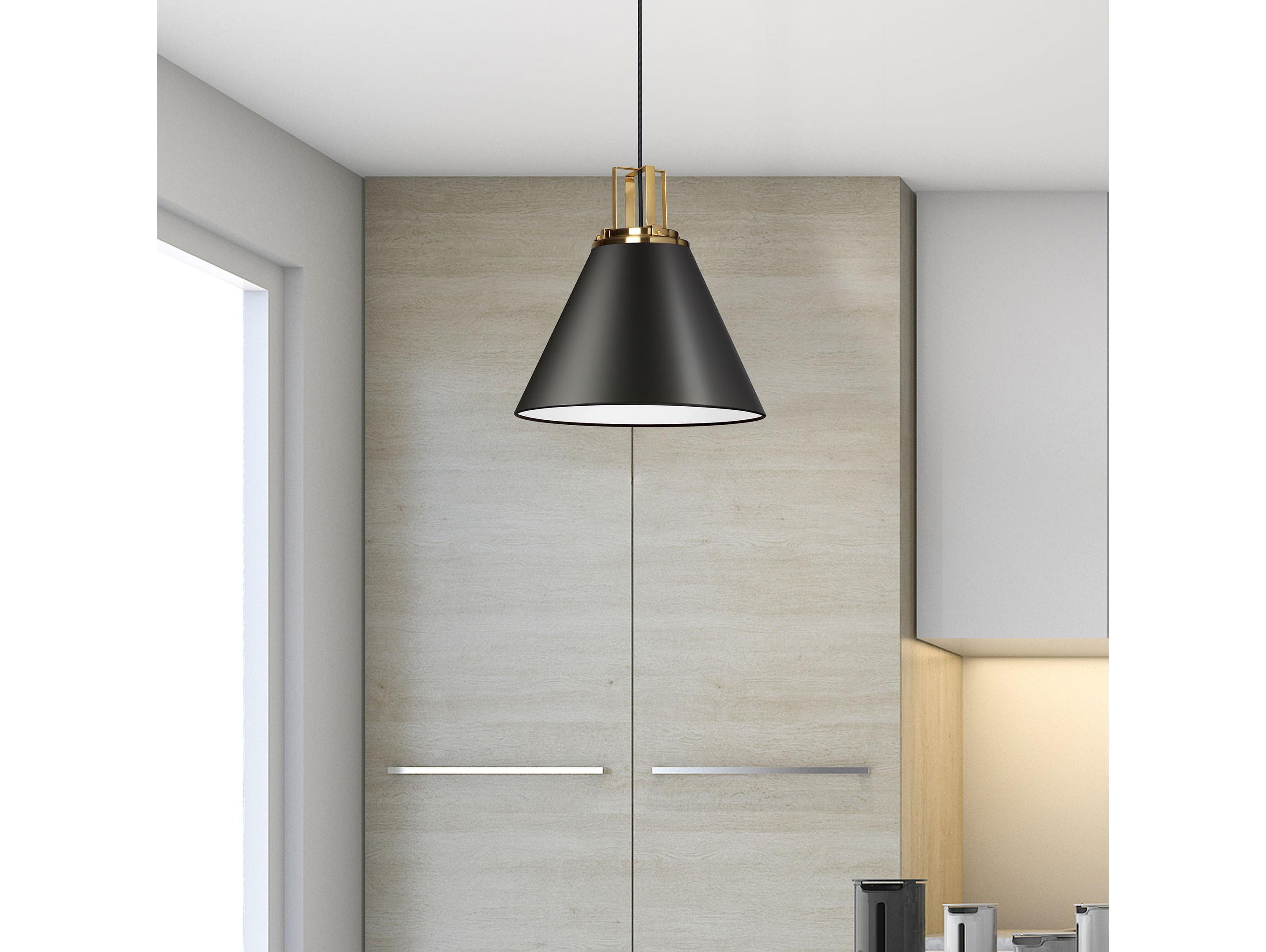 Dainolite Sonus 1-Light Matte Black Aged Brass Pendant